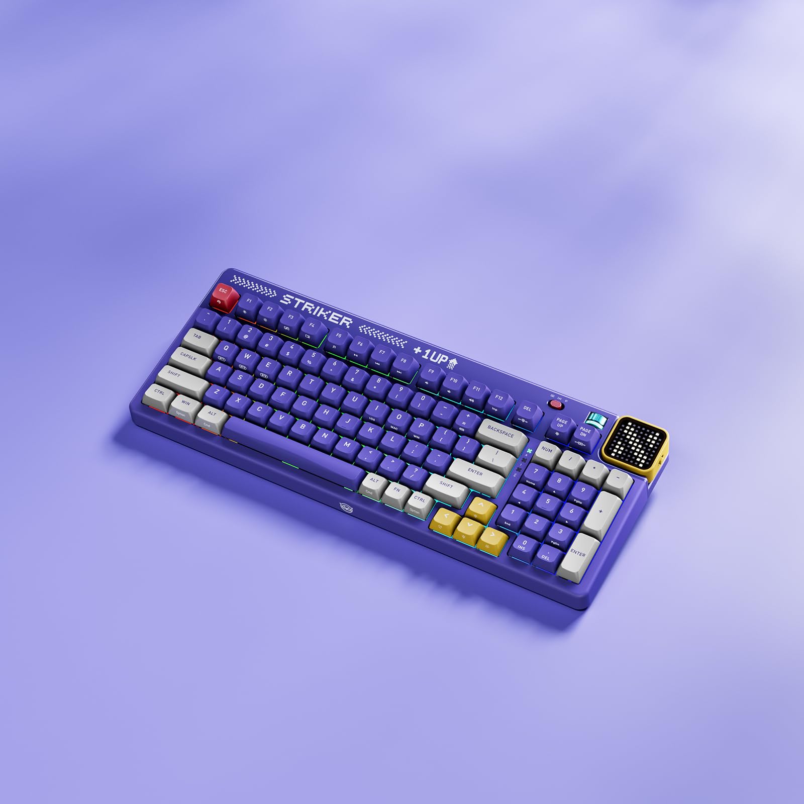 NYXI Striker Retro Mechanical Gaming Keyboard - 97 Keys, Bluetooth/2.4G/USB-C Hot Swappable, RGB Backlit with Display Screen, Gasket Structure for Win/Mac/iOS - Perfect for PC Gaming, Office Work & Streaming Setup