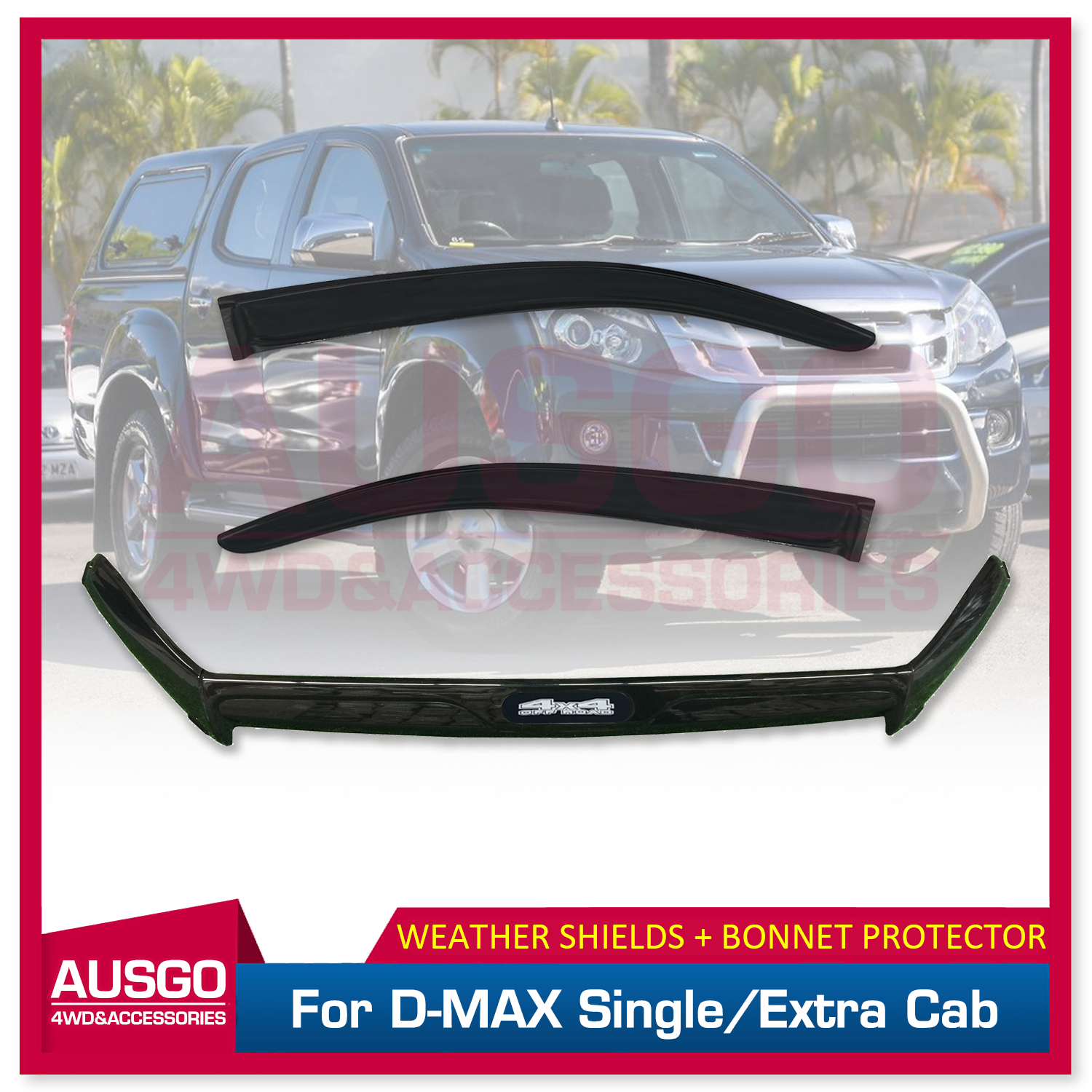 Premium Weather Shields & Bonnet Protector for ISUZU D-MAX DMAX Single/Extra Cab (2012-2016) - Durable Rain & Sun Protection for Off-Road Adventures