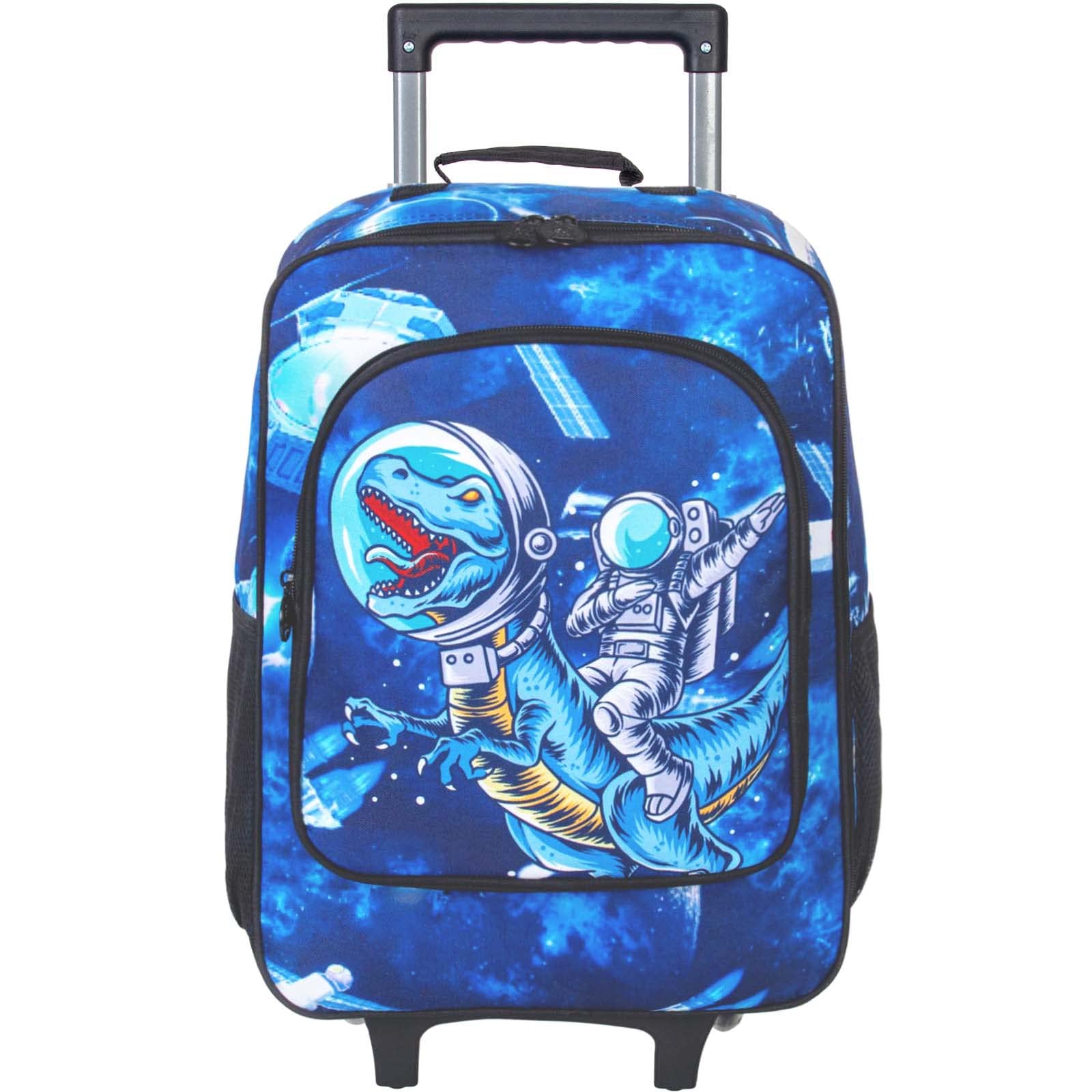 Dinosaur Kids Suitcase with Wheels - Rolling Luggage for Boys & Girls, Travel Carry-On for Toddlers & Elementary School Children - Perfect for Airplane Trips, Road Trips & Sleepovers