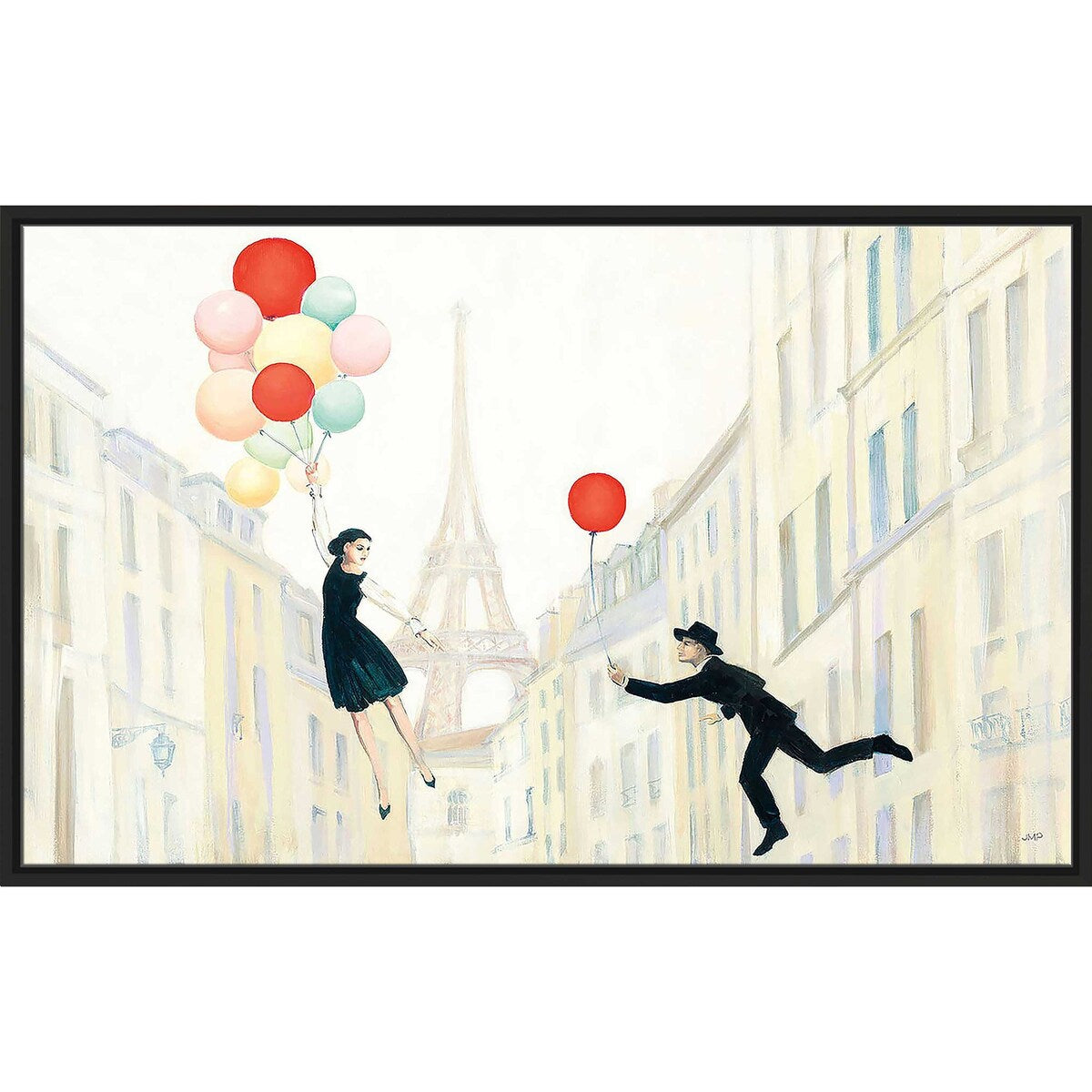 Aloft in Paris Floating Canvas Wall Art Print - Elegant Parisian Decor for Living Room, Bedroom & Office