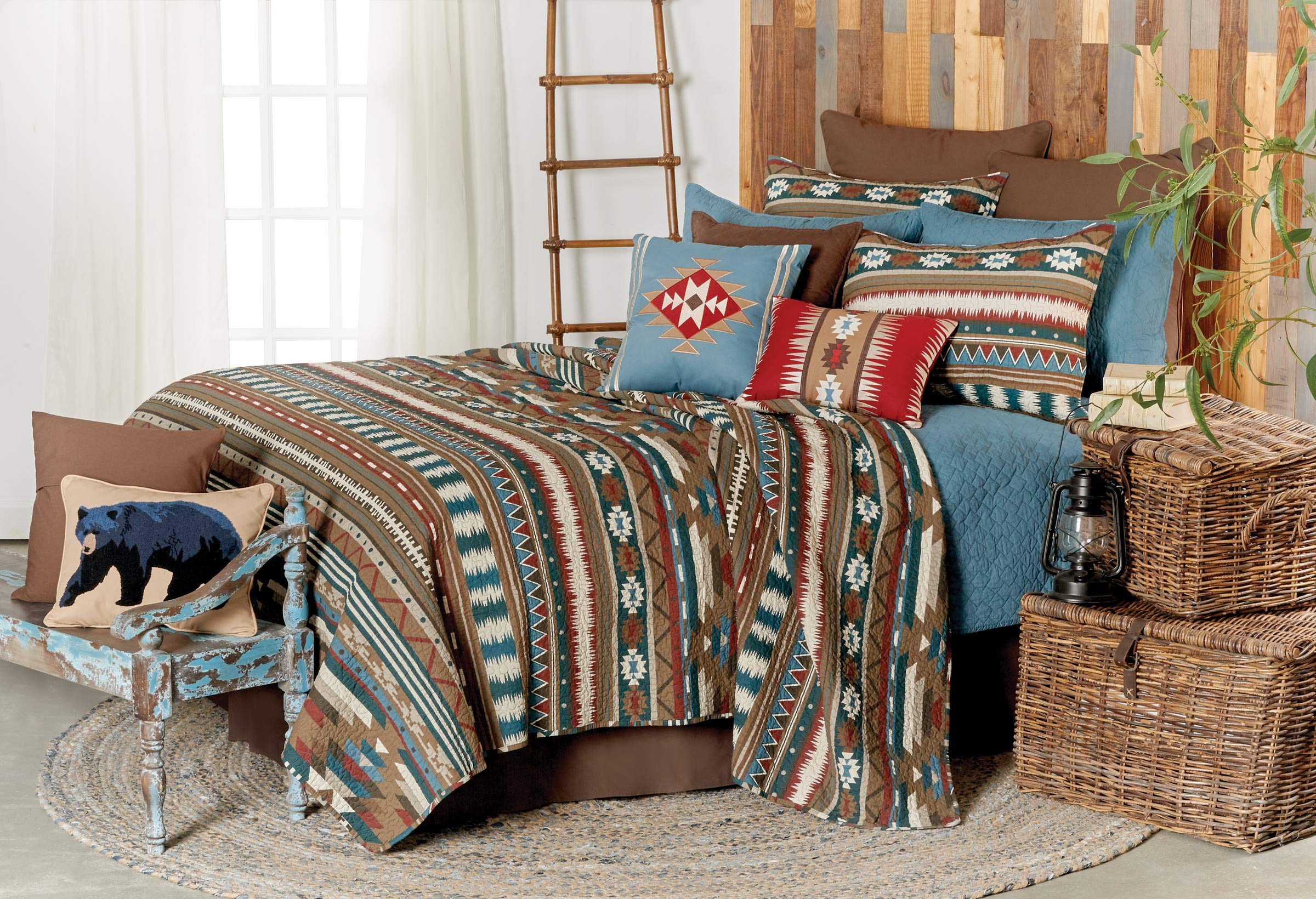 C&F Home Wyatt Full/Queen Cotton Quilt Set - Reversible Geometric Bedspread with Shams, All-Season 3-Piece Bedding in Brown | Perfect for Master Bedrooms, Guest Rooms & Cozy Home Decor