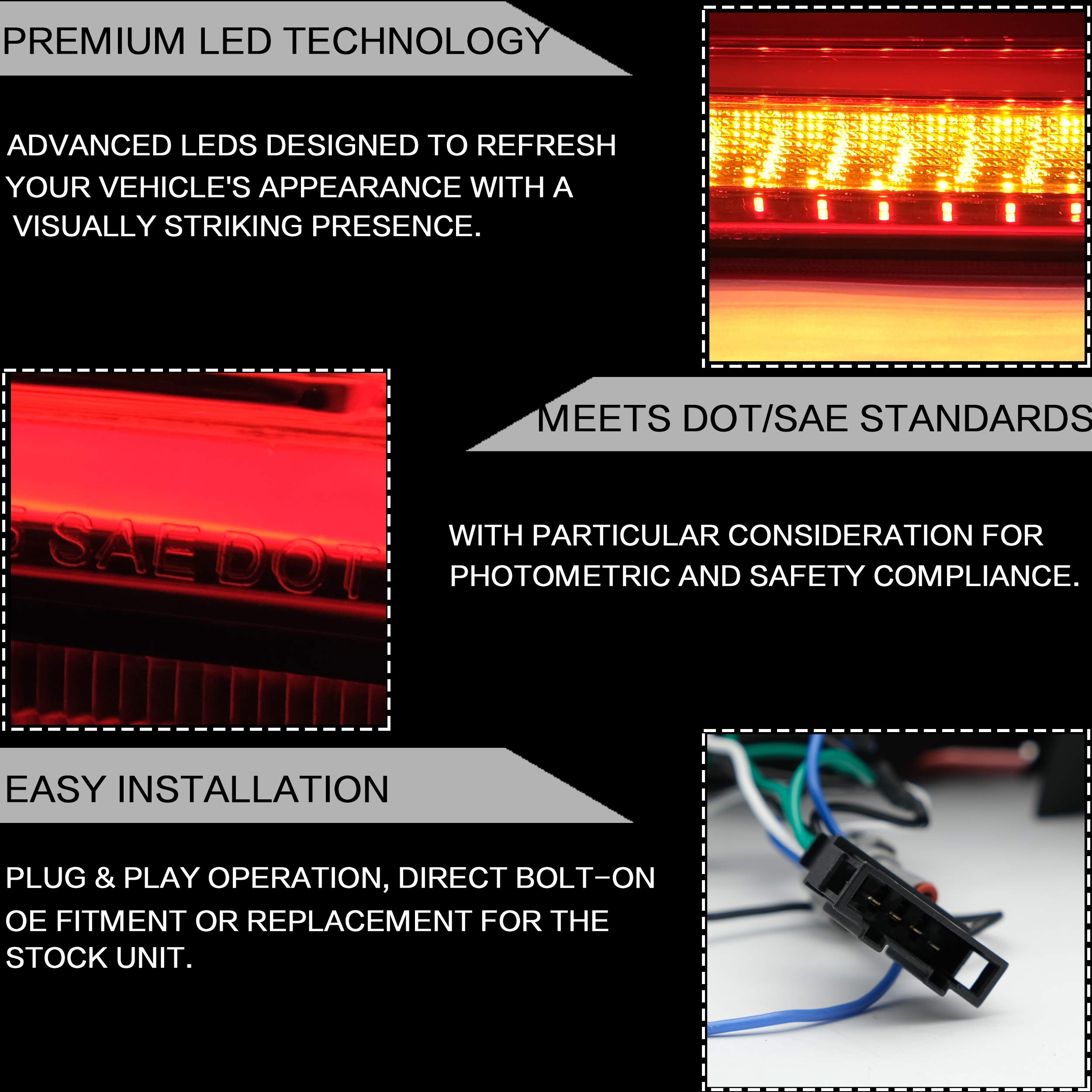 VLAND LED Tail Lights for Mitsubishi Lancer EVO X 2008-2020 - Sequential Turn Signal, Plug-and-Play Replacement Tail Lamp Assembly (Red) - Perfect for Car Enthusiasts & Night Driving Upgrades