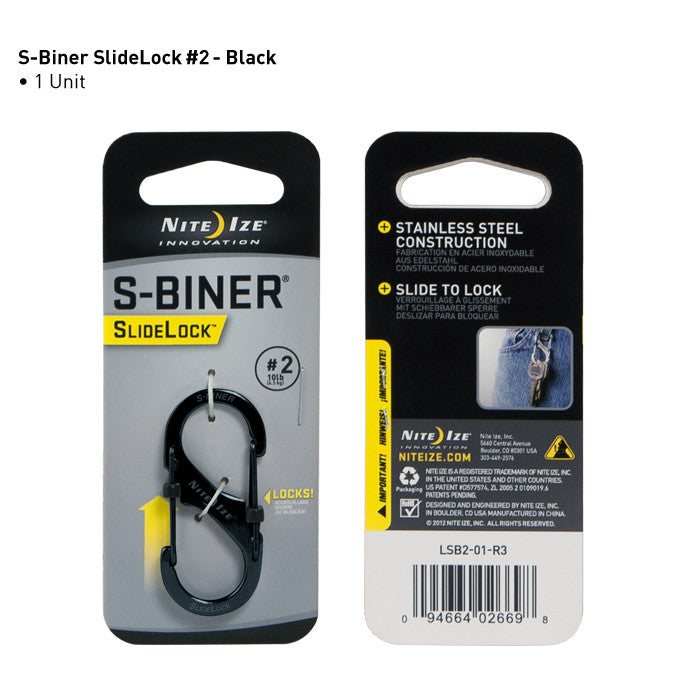 Nite Ize Slidelock S-Biner #2 - Durable Steel Carabiner Clip for Keys, Tools & Outdoor Gear - Perfect for Hiking, Camping & Everyday Carry