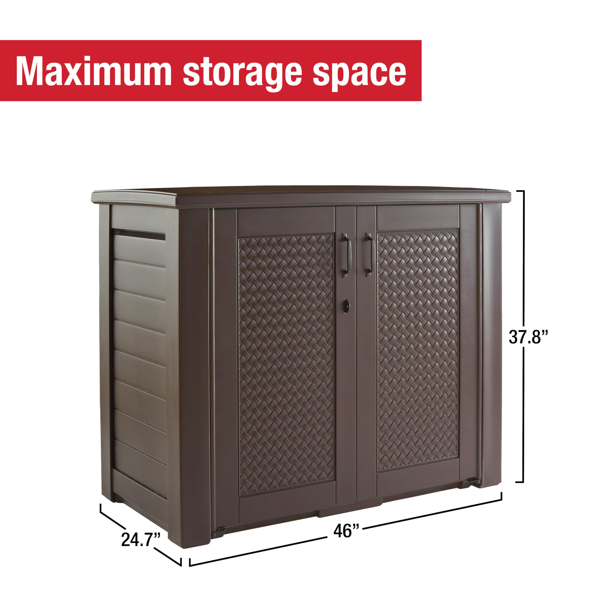 Rubbermaid 123 Gallon Weather-Resistant Outdoor Storage Cabinet - Brown, Organizer for Pool Chemicals, Garden Tools, Toys, Patio Cushions & More - Perfect for Backyard, Porch & Home Organization