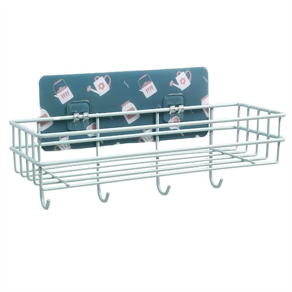 DTKJ Shower Caddy - 1PC Iron Wall Mounted Storage Rack for Bathroom & Kitchen | No Drilling Required | Space Saving Organizer for Shampoo, Soap & Towels (Green) - Perfect for Small Bathrooms, Apartments & Dorm Rooms