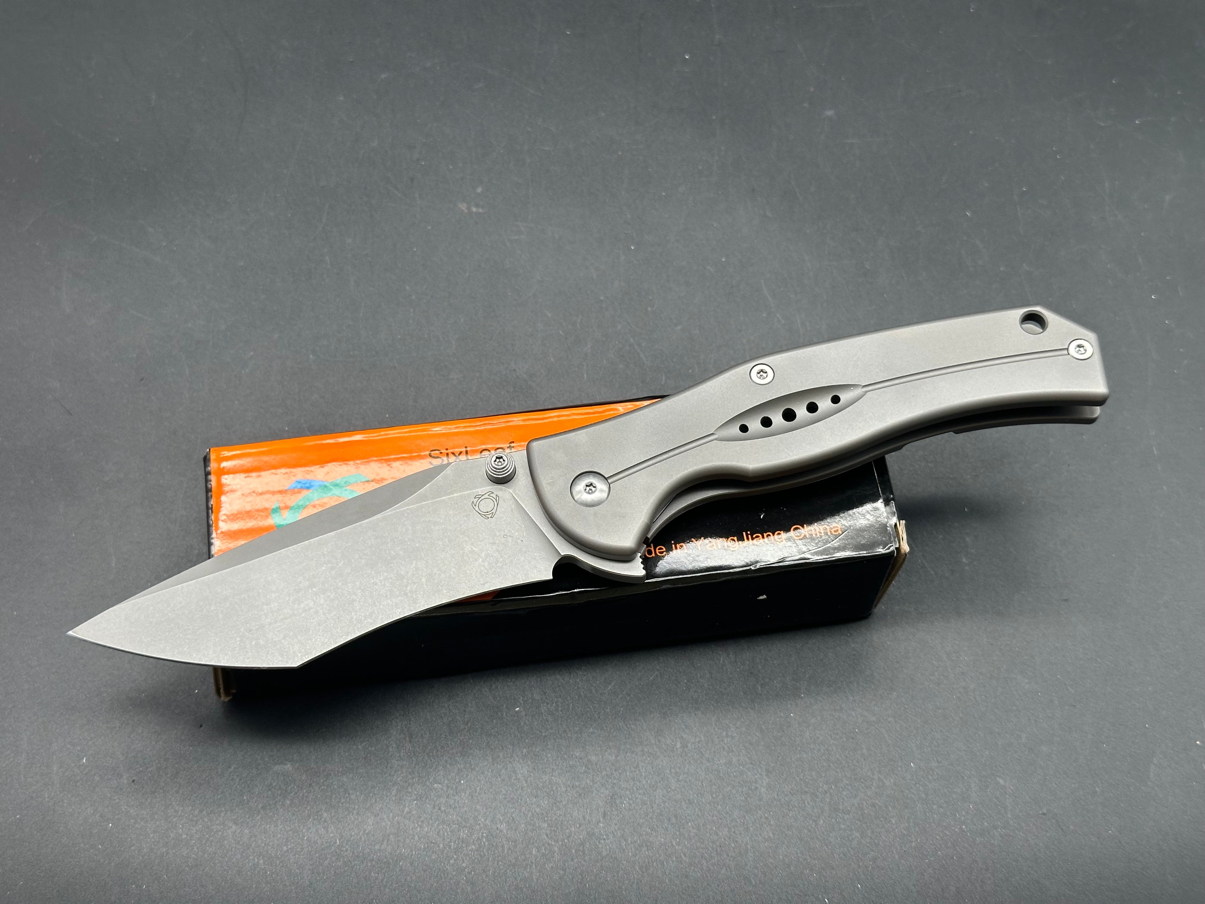 Sixleaf SL 17 Titanium Frame Lock Knife with D2 Steel Blade - EDC Pocket Knife for Outdoor Camping, Hiking & Everyday Carry