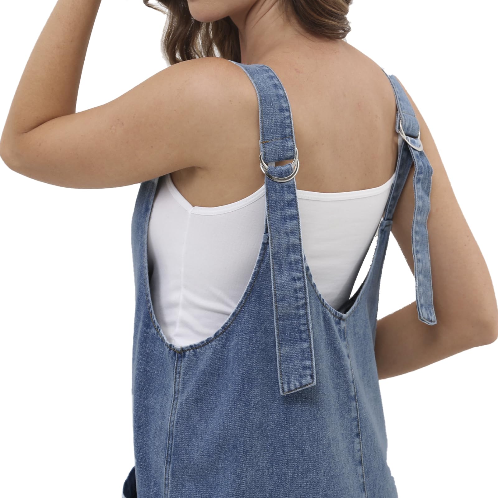 Women's Baggy Denim Jumpsuit with Pockets - Casual Streetwear Outfit