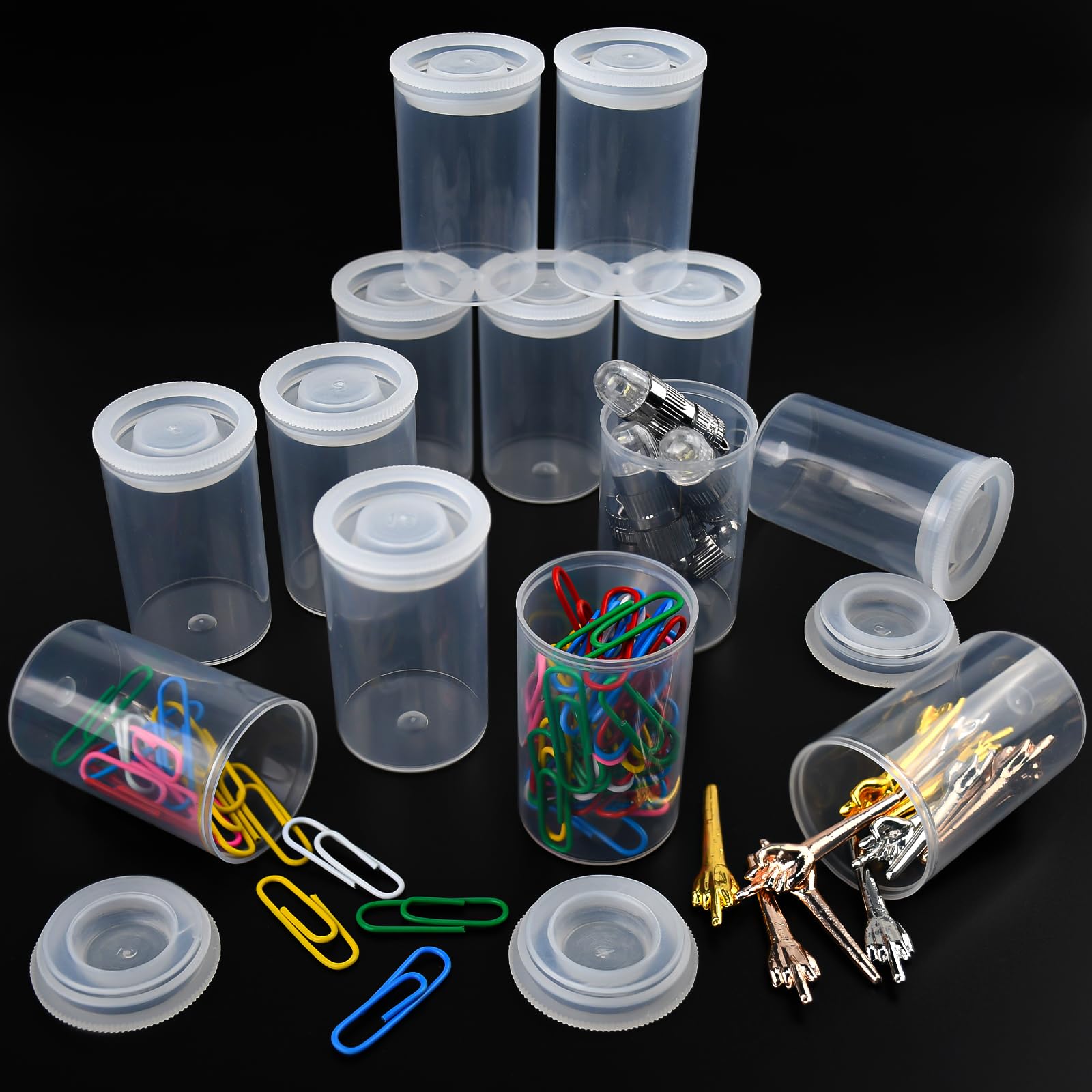 120 Pieces Clear 35mm Plastic Film Canisters with Lids - Empty Camera Reel Storage Containers for Small Accessories, Fish Hooks, Keys, Coins, Art Beads - Perfect for Photography, Science Experiments, Craft Organizing & Travel Storage