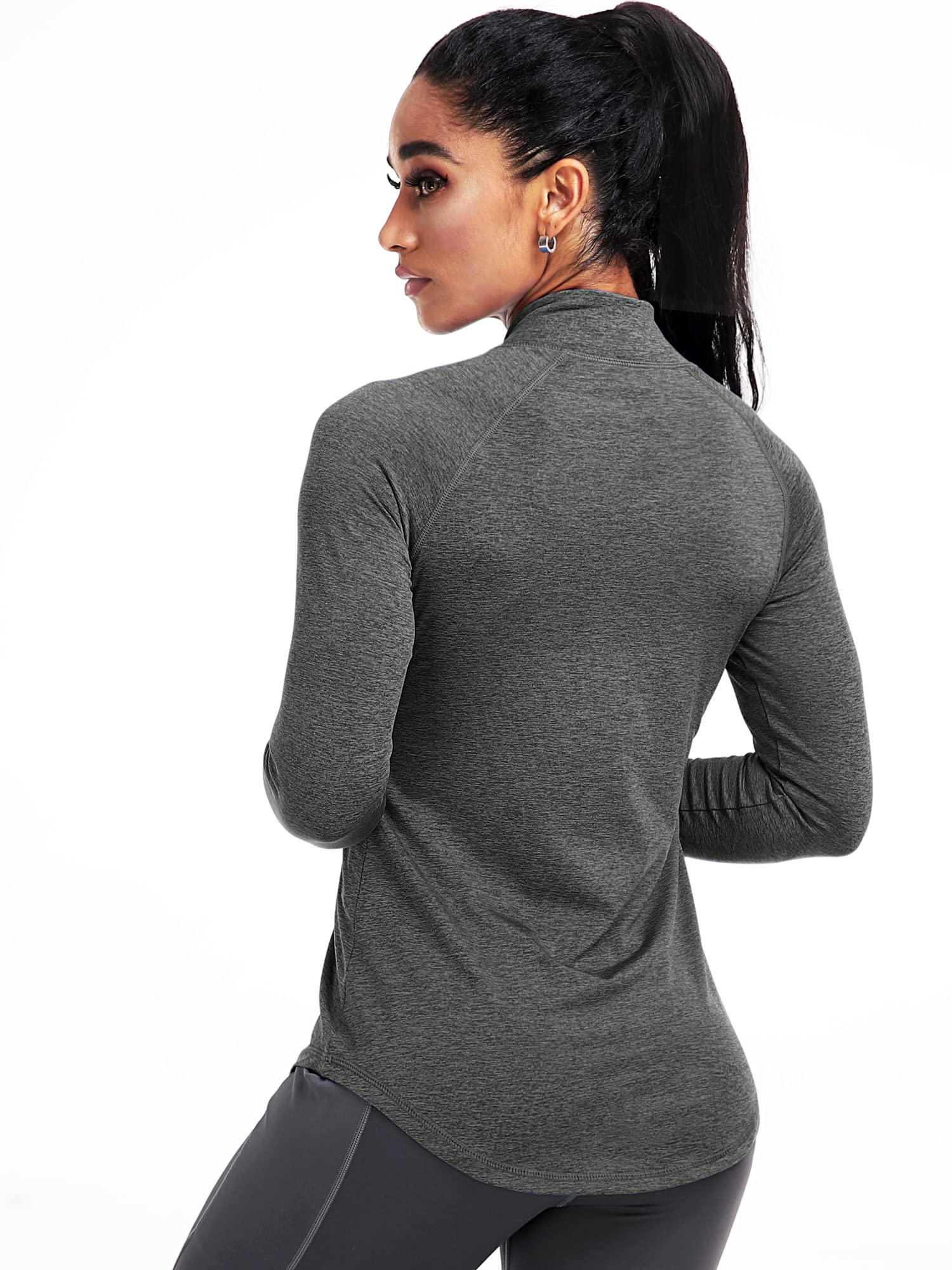 CADMUS Women's Workout Long Sleeve Shirts - 3 Pack Athletic Hiking Shirts (Black, Grey, Blue, Medium) - Moisture Wicking & Breathable for Gym, Yoga & Outdoor Activities