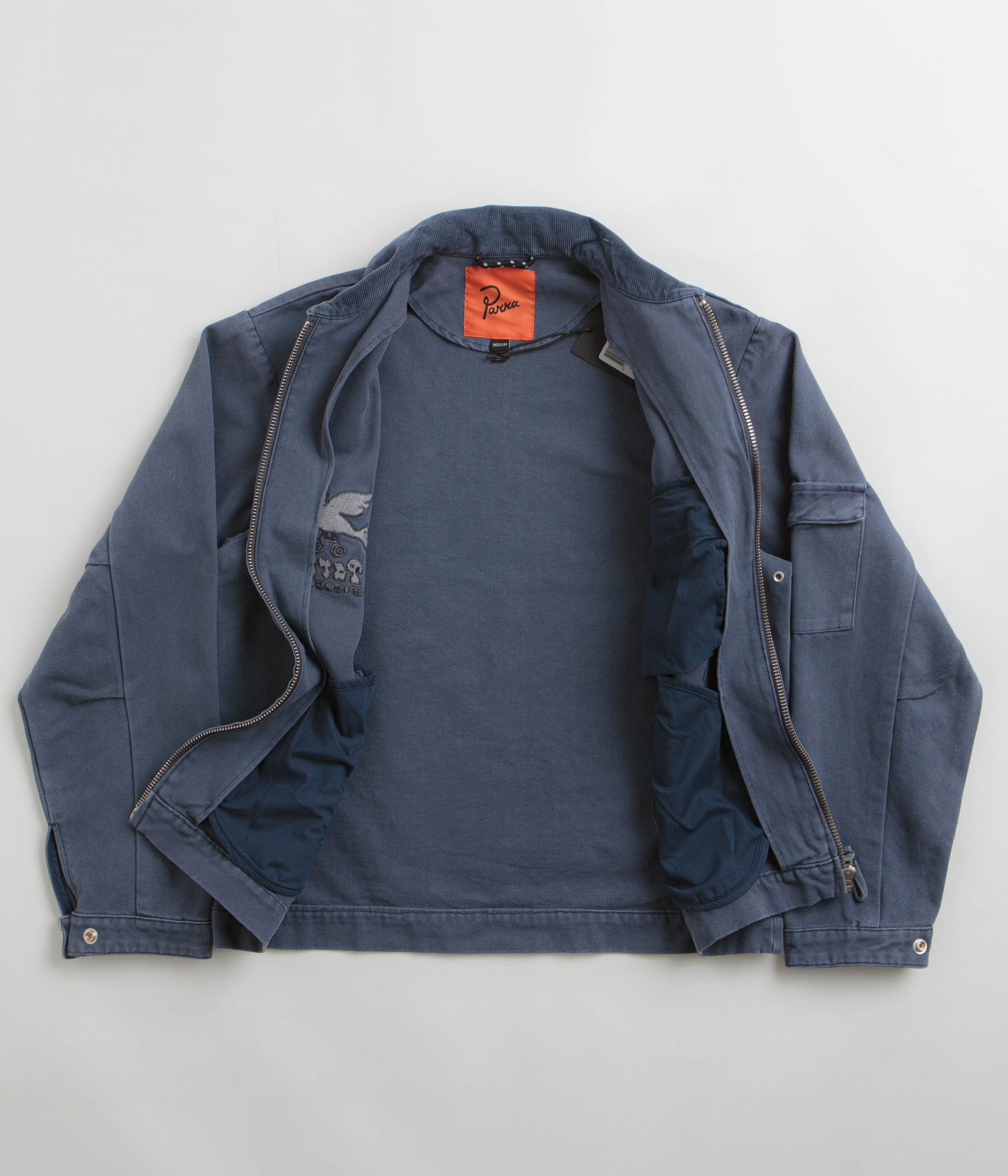 Parra Twilled Bird Wheel Jacket - Washed Blue Denim Jacket for Men | Stylish Casual Outerwear for Streetwear & Urban Fashion