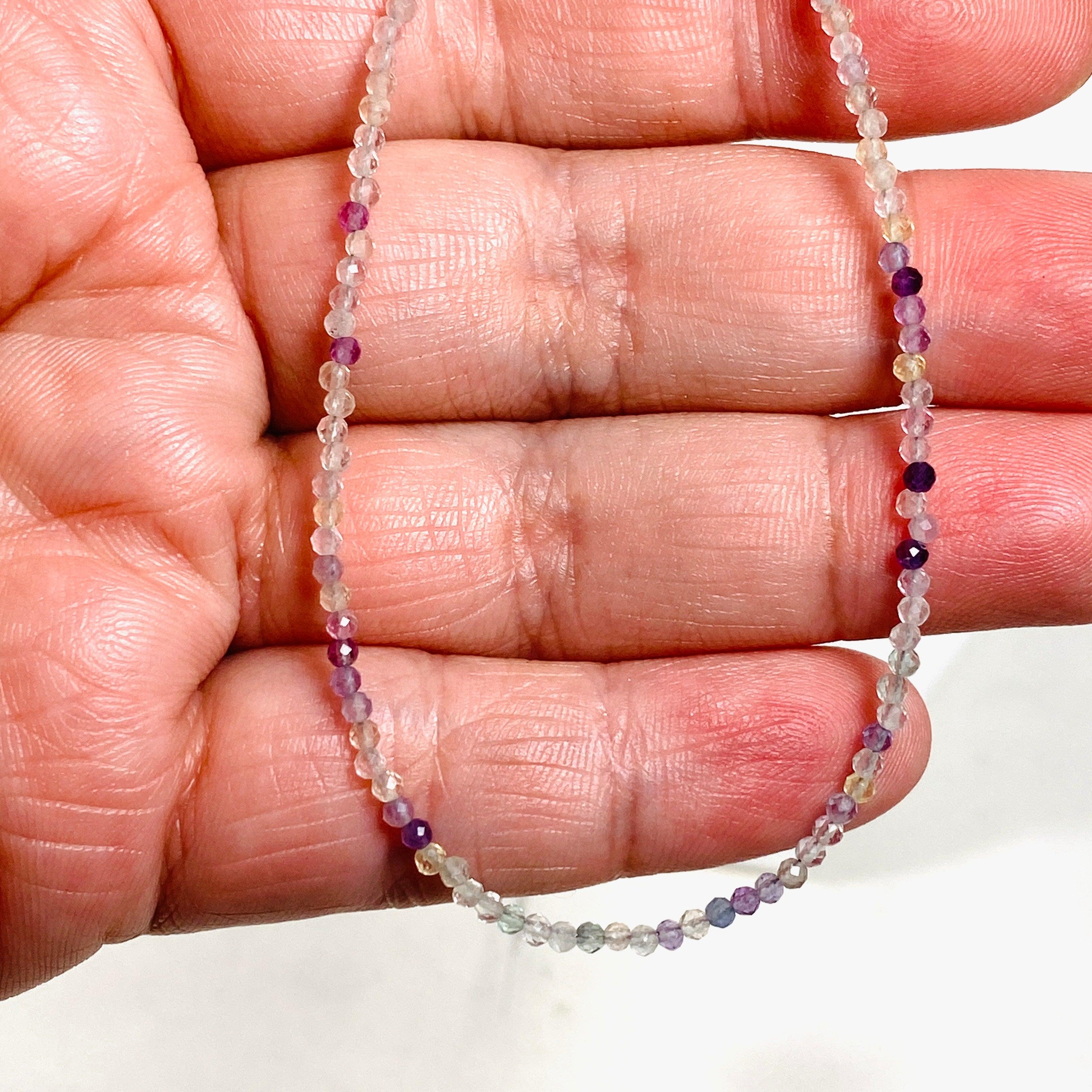 Fluorite Micro Bead Necklace - Healing Crystal Jewelry for Meditation, Yoga & Energy Balancing