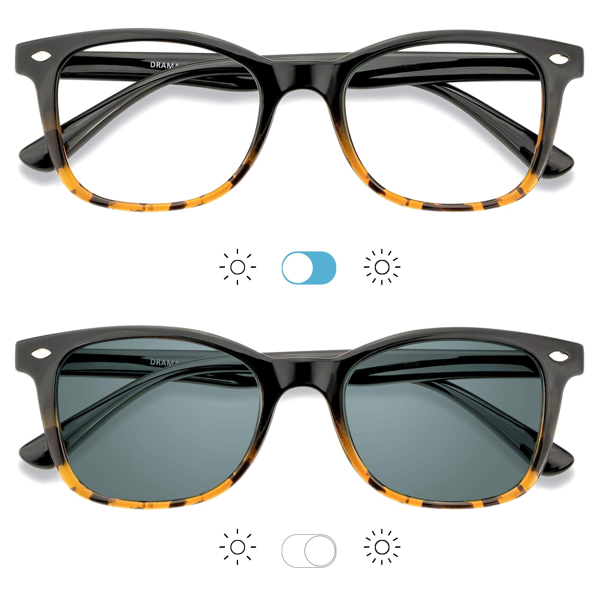 YEIN Blue Light Blocking Glasses - Photochromic Gray Anti Eyestrain Sunglasses for Computer, Reading & TV Use - UV Protection Eyewear for Women & Men | Perfect for Office Work, Gaming & Screen Time