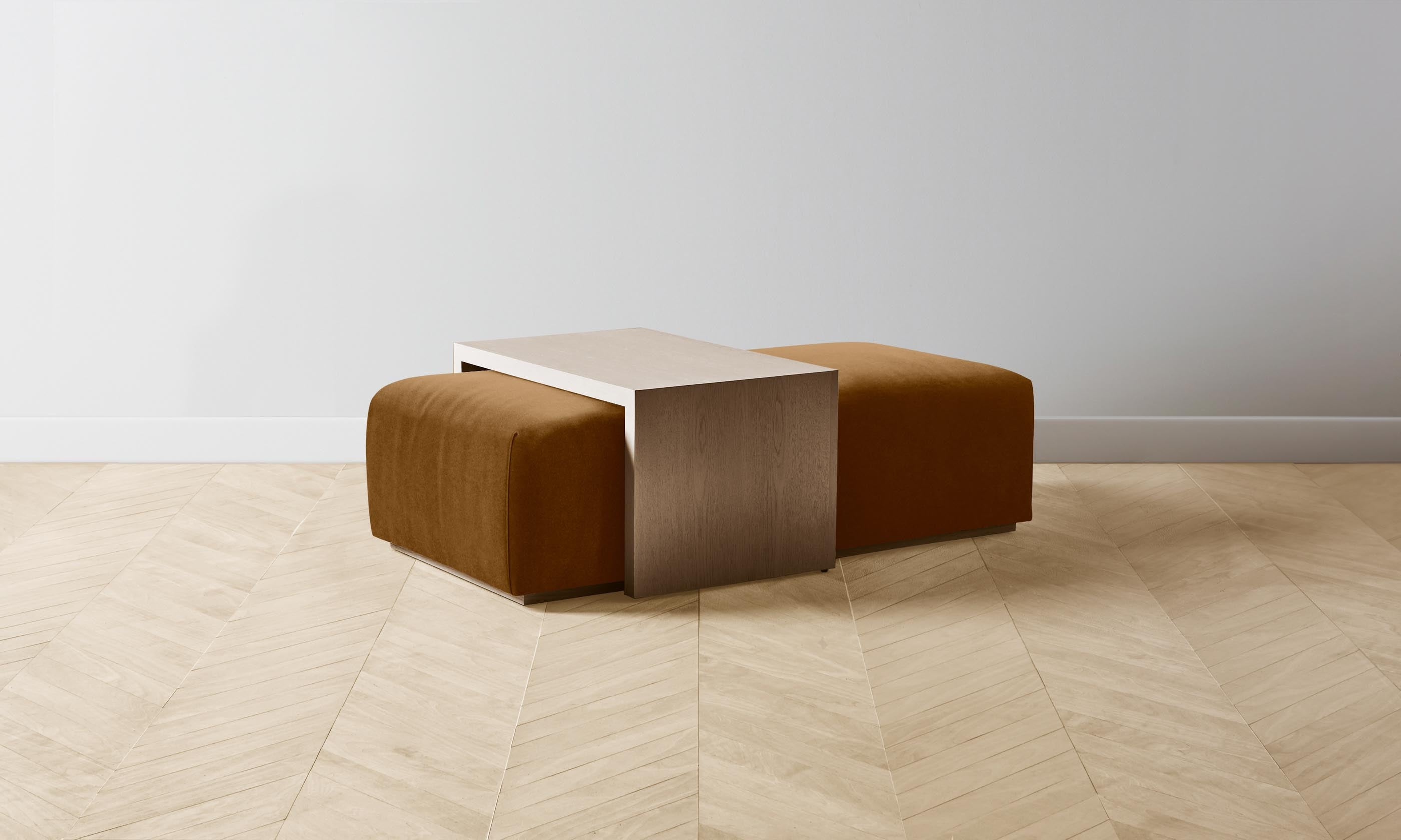 The Bowery Ottoman in Mohair Brown Sugar - Luxurious Velvet Upholstered Footstool for Living Room, Bedroom & Lounge - Perfect for Relaxing & Adding Elegance to Your Home Decor