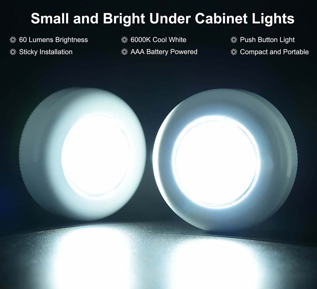 7 Pack Tap Light Push Lights - Battery Operated Small Under Cabinet Touch Puck Lights for Kitchen, Closet, Counter, RV - Stick On LED Lights for Indoor & Outdoor Use (Perfect for Nighttime Navigation, Pantry Organization, and Emergency Lighting)