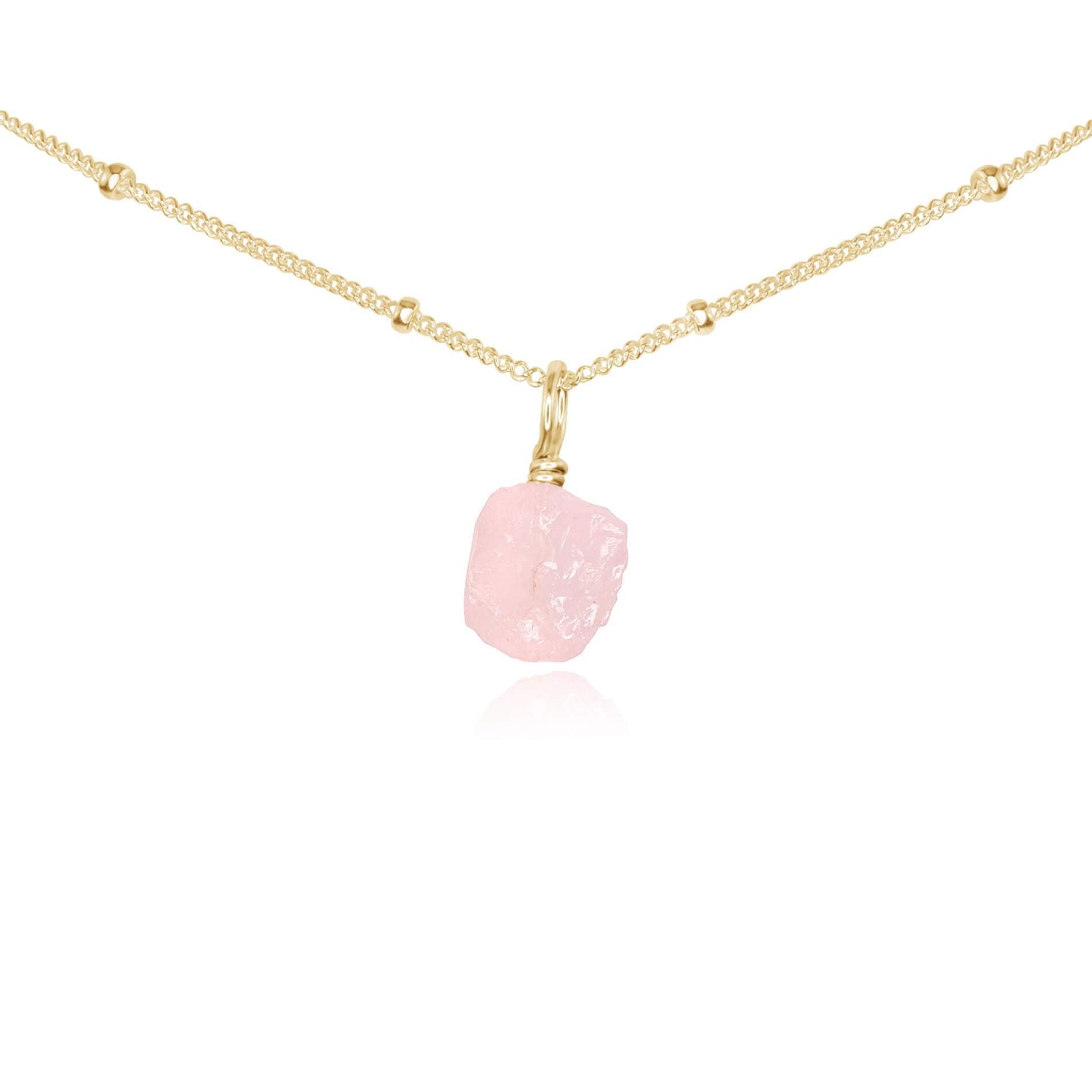 Natural Rose Quartz Pendant Necklace for Women - Tiny Rough Gemstone Choker for Healing, Love & Positive Energy | Perfect for Meditation, Yoga & Spiritual Gifts
