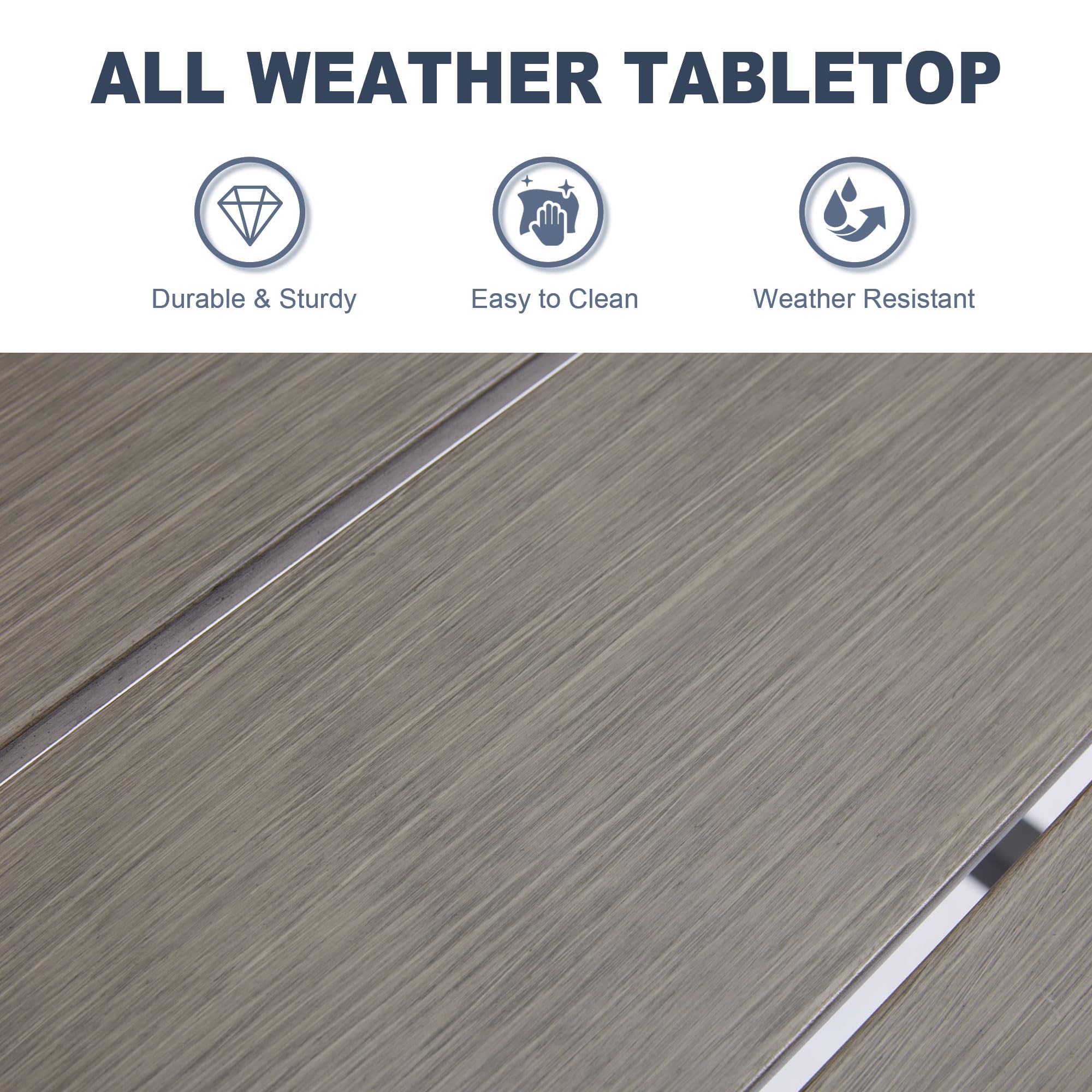 VICLLAX 36 Inch Rectangle Outdoor Bar Table - Patio Dining Table for Garden, Backyard, Poolside - Weather-Resistant Grey Metal Bar Height Table for Entertaining & Relaxing