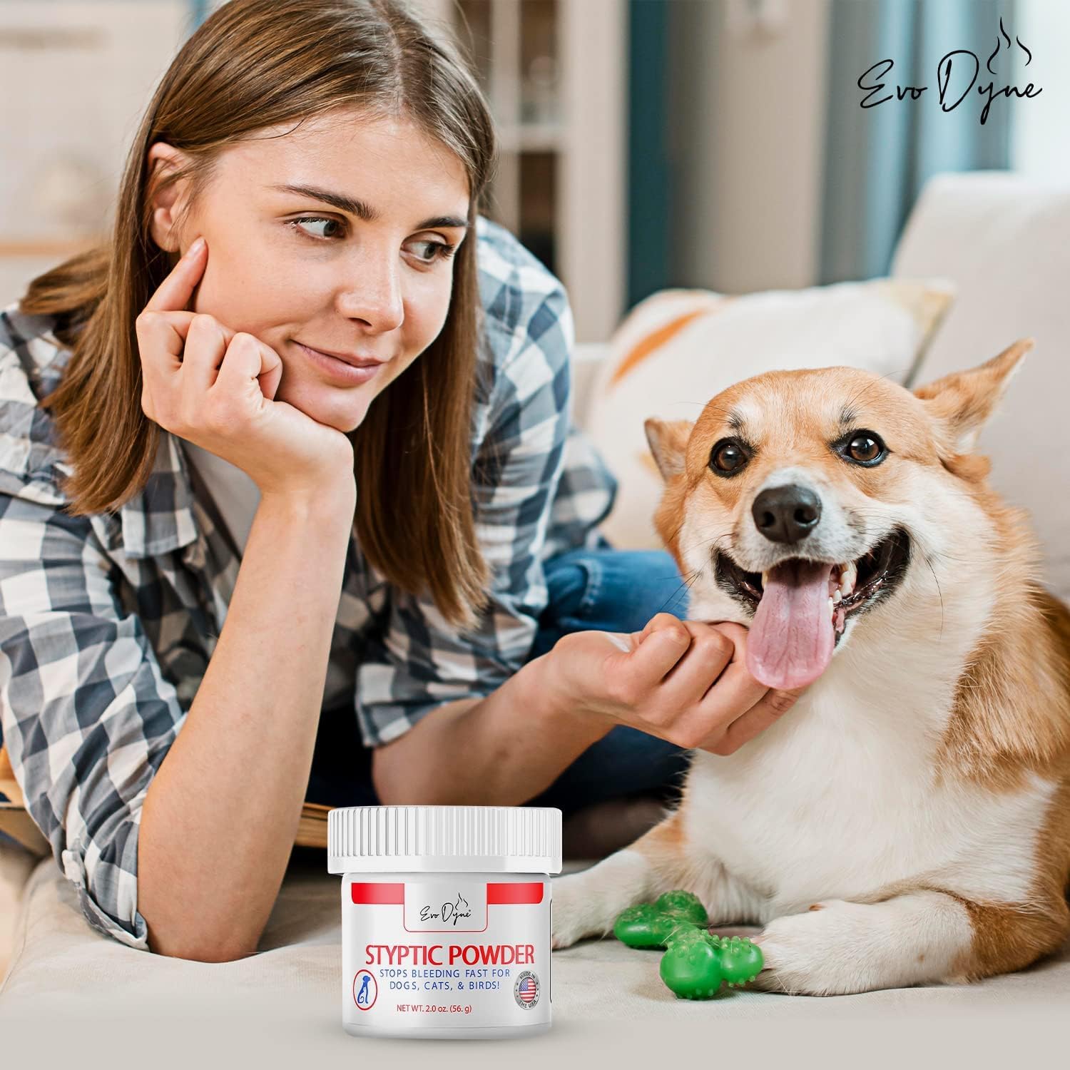 Evo Dyne 2-Pack Styptic Powder for Dogs, Cats & Birds (2 oz) | Fast-Acting Pet Blood Stop Powder | Quick Stop Bleeding Solution for Nail Clipping, Grooming, Cuts & Wounds | Perfect for Home Pet Care & Emergency First Aid