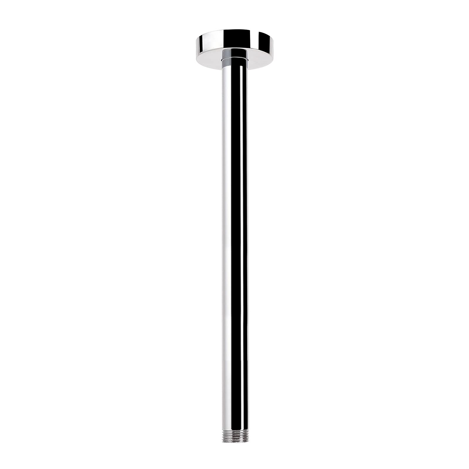 HarJue 12 Inch Stainless Steel Ceiling Mount Shower Arm Extension - Chrome Rain Shower Head Adapter with Flange & Teflon Tape | Perfect for Bathroom Renovation & Modern Fixed Shower Installation