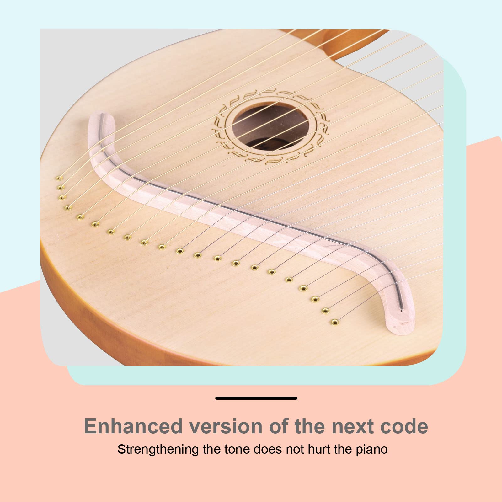 Mr.Power 21-String Lyre Harp with Tuning Wrench, Replacement Strings & Gig Bag - Natural Wood Musical Instrument for Beginners & Music Lovers | Perfect Gift for Friends, Home Decor, Meditation & Music Therapy