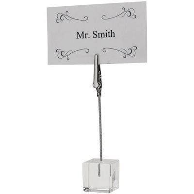 Winco Table Sign Clip with Square Base - 6 Pack - Durable Restaurant Menu Holders for Cafes, Diners, and Retail Displays