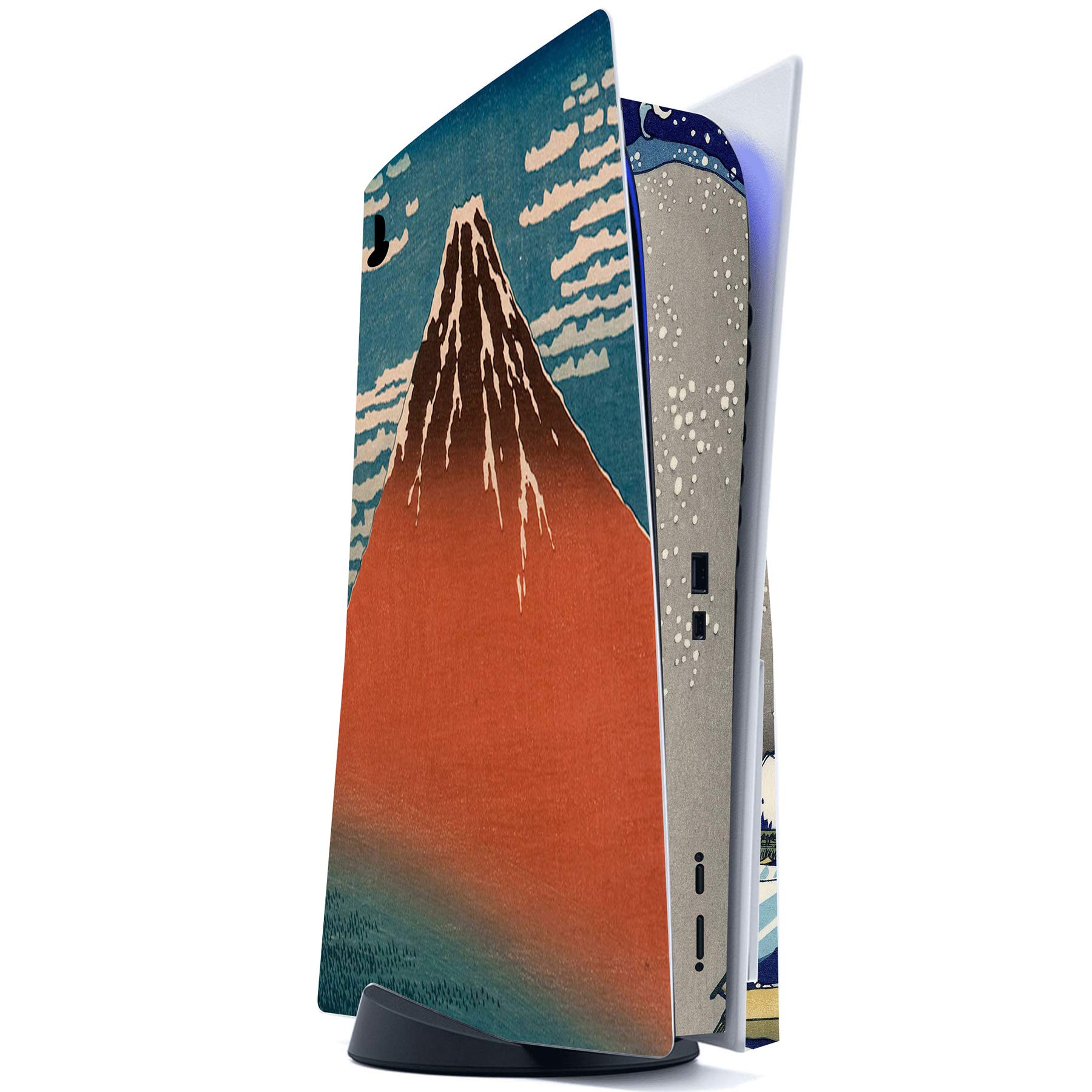 PlayVital The Great Wave Full Skin Decal Set for PS5 Console Disc Edition - Protective Vinyl Stickers for PS5 Controller, Charging Station, Headset & Media Remote - Japanese Wave Art Design for Gaming Setup & Home Decor