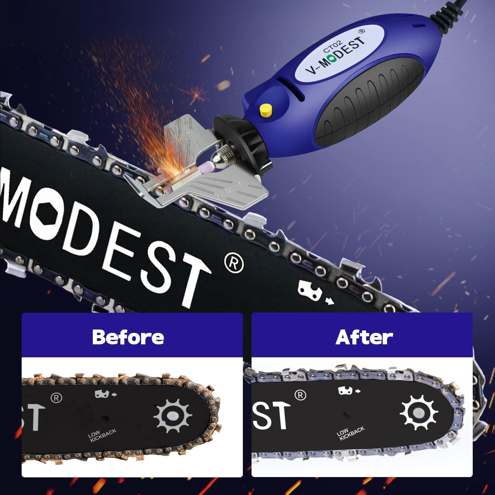 12V Handheld Electric Chainsaw Sharpener Tool - 25000 RPM Portable Grinder with 6 Titanium Diamond Bits - Fits All Chainsaw Chains - Car Battery Powered - Perfect for Outdoor Wood Cutting, Tree Trimming, and DIY Chainsaw Maintenance