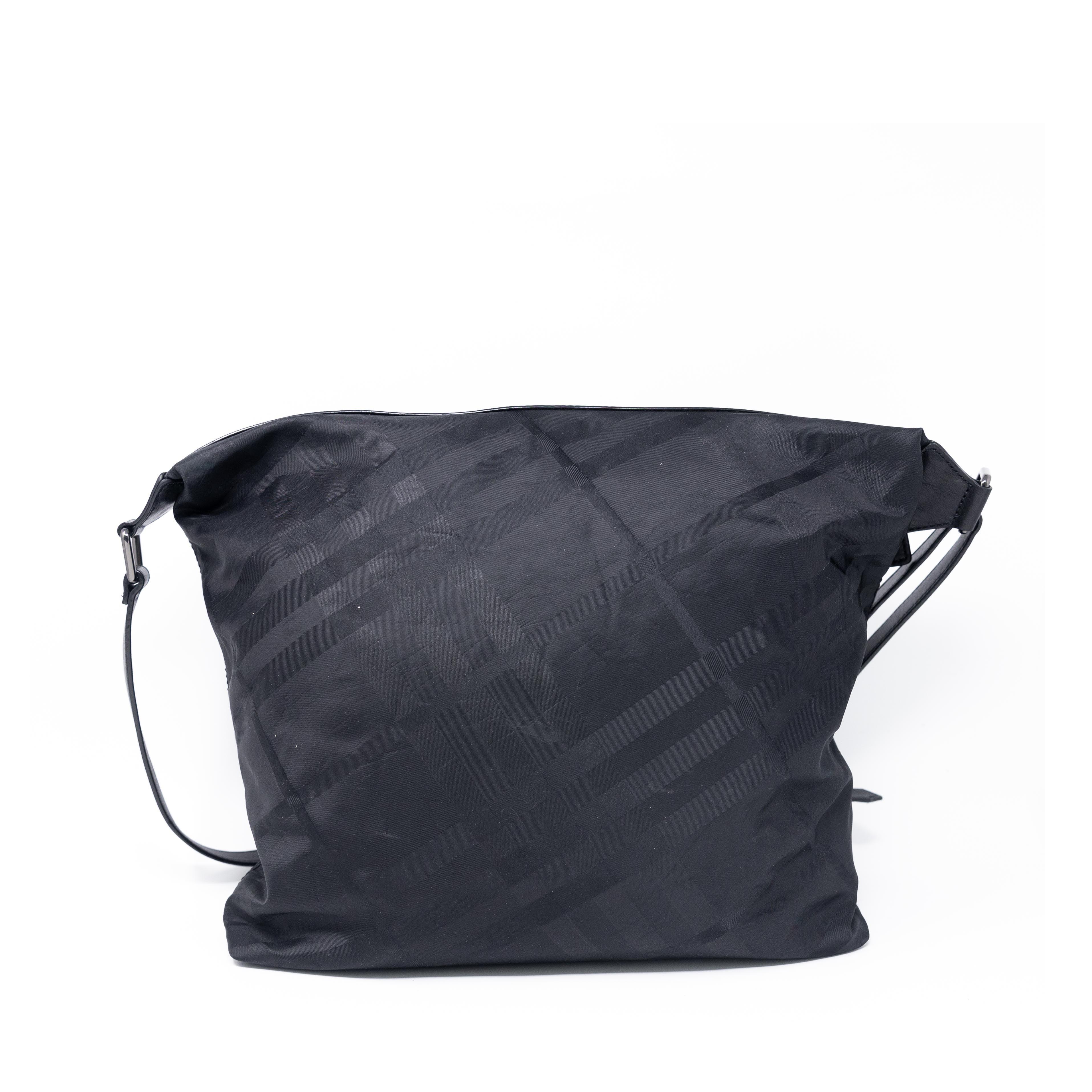 Burberry Black Smoke Check Nylon Messenger Bag for Men - Stylish Crossbody Shoulder Bag for Work, Travel & Everyday Use