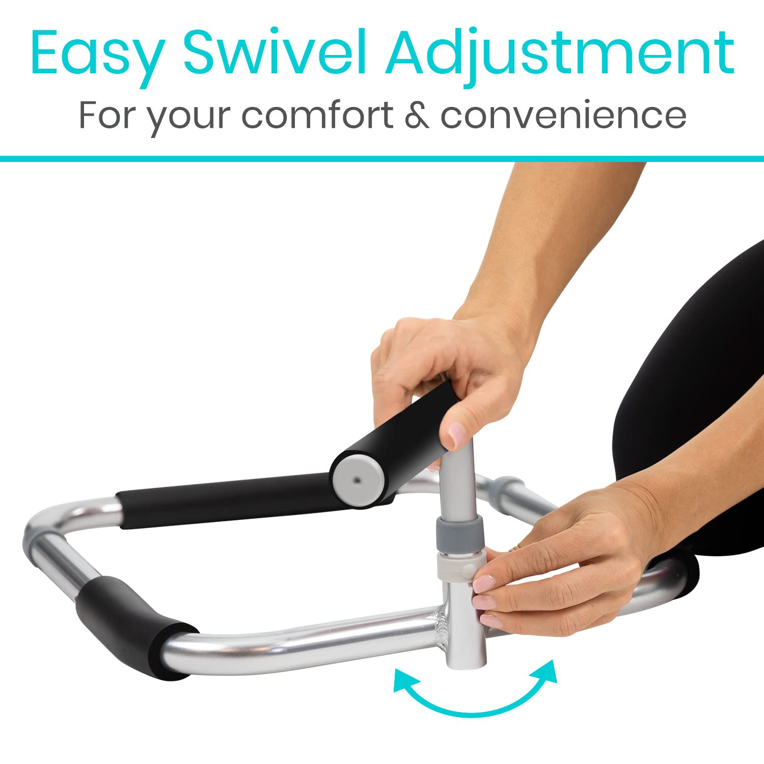 Vive Foot Assist Bed Rail for Elderly Adults - Adjustable Bed Cane & Safety Handle for Seniors - Bed Ladder Pull Up Alternative - Mobility Aid for Getting Out of Bed - Shoulder Injury Recovery Support - Sturdy Bedside Assist Bar for Sitting Up - Ideal for Home Care, Post-Surgery & Elderly Independence