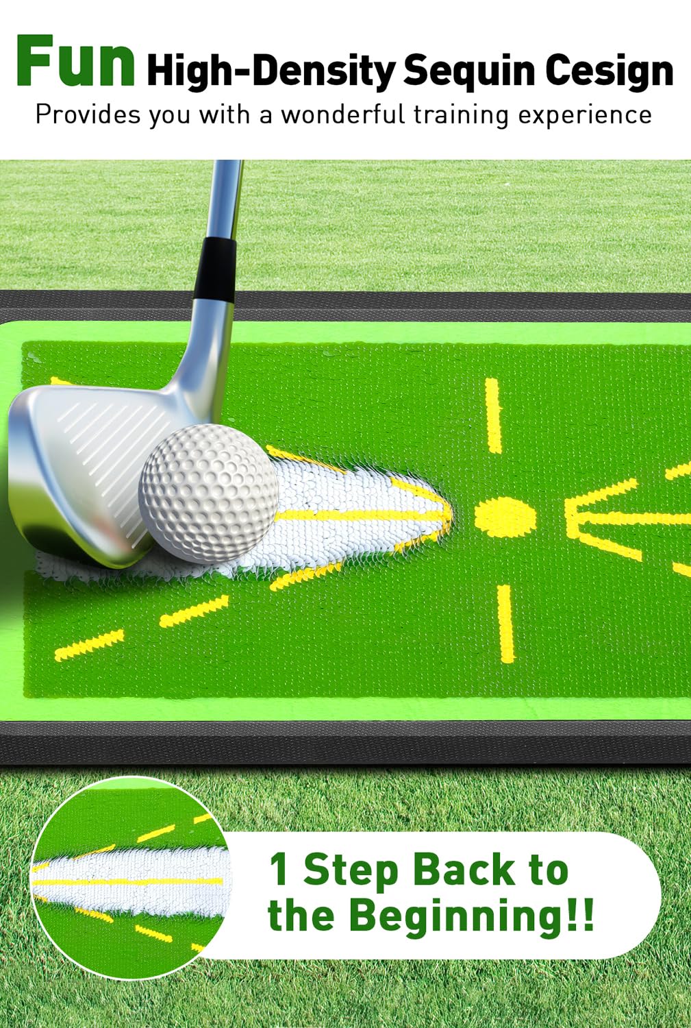 Premium Golf Swing Trainer & Practice Mat - Portable Golf Training Aid for Indoor & Outdoor Use | Improve Swing Mechanics & Accuracy | Perfect for Backyard, Driving Range & Home Practice (Green)