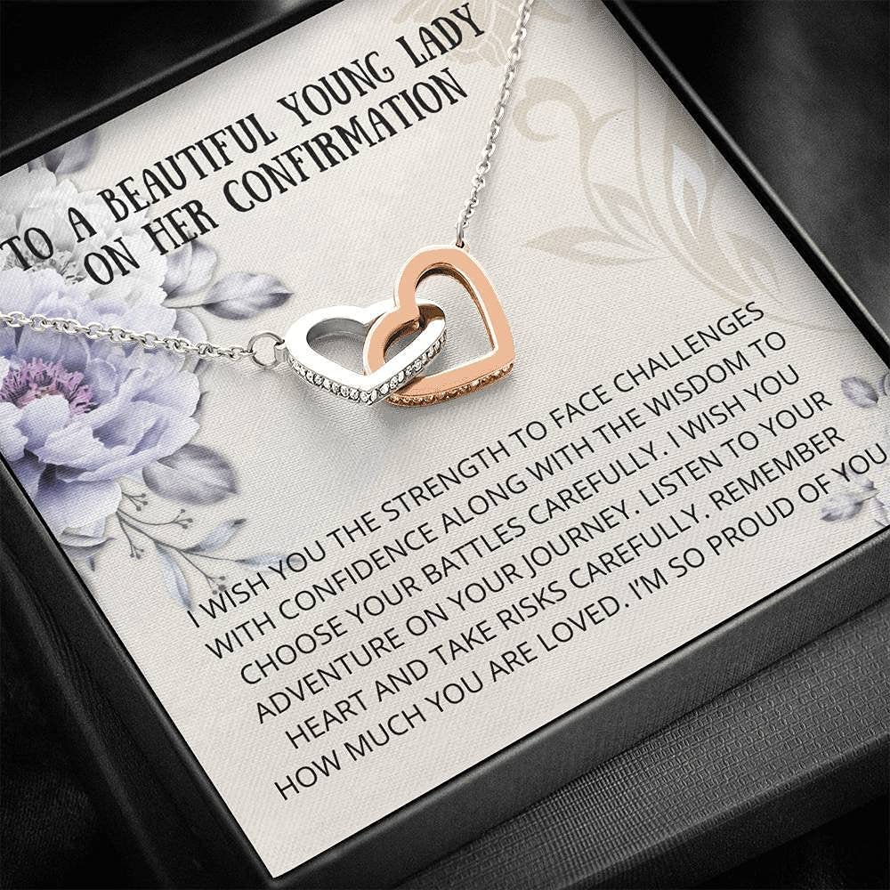 Personalized Interlocking Hearts Necklace - Wisdom to Choose Confirmation Jewelry Gift for Boys - Baptism Present with Card - Elegant Religious Keepsake for Special Occasions like Confirmations, Baptisms and Faith Celebrations