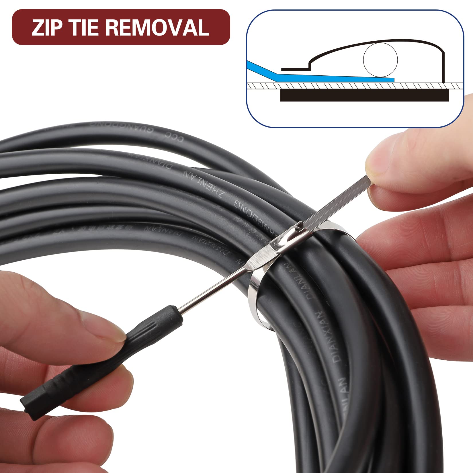 Stainless Steel Zip Tie Cutter Tool - Heavy Duty Metal Zip Ties Cutter for Self-Locking Stainless Steel Tie Wraps with Free Release Tool | Perfect for Electrical Wiring, HVAC, Automotive & Industrial Applications