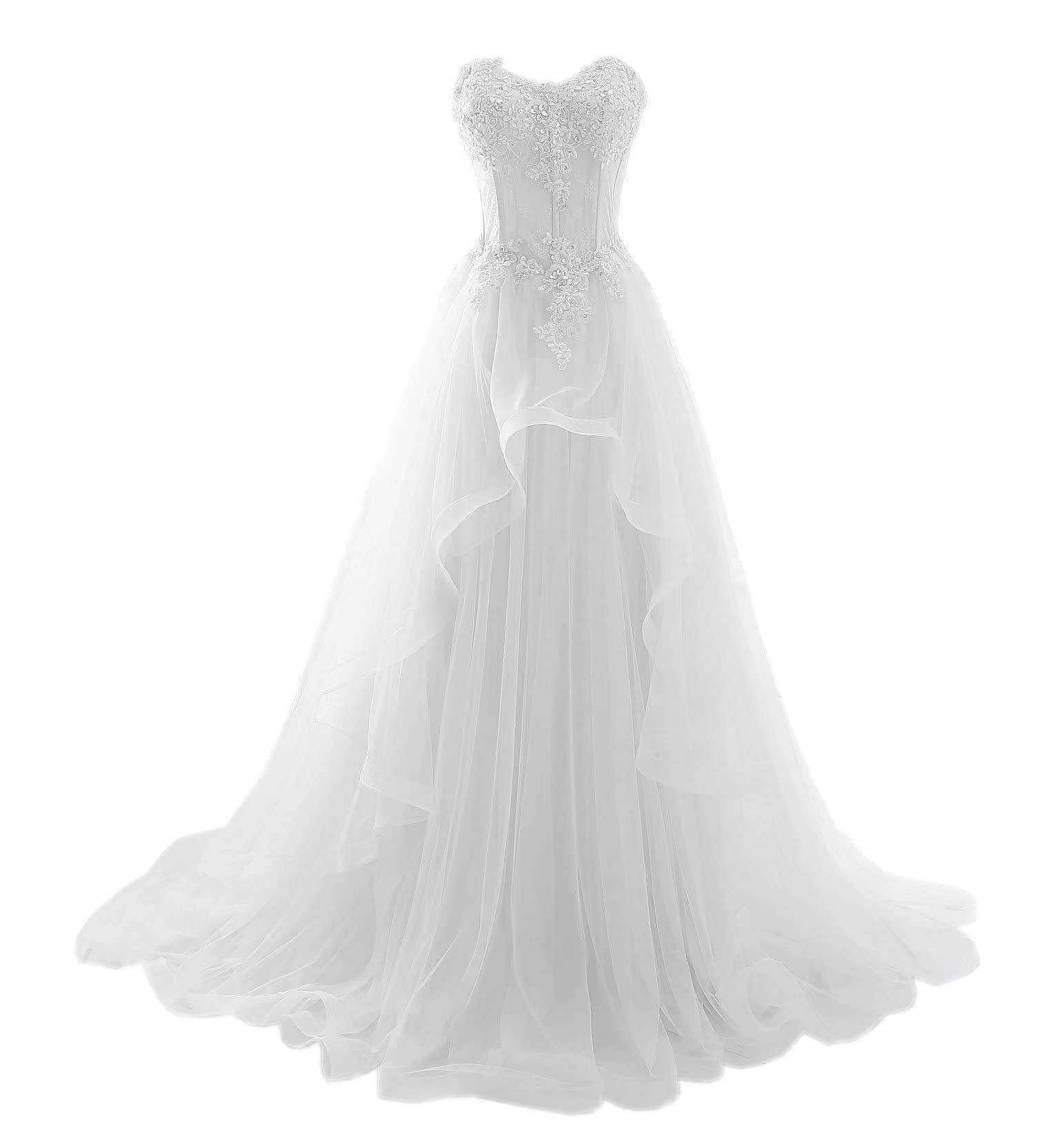 Elegant Mauwey Women's Evening Gown for Juniors - Fishbone Tulle Long Prom Wedding Dress for Special Occasions, Homecoming, and Formal Events