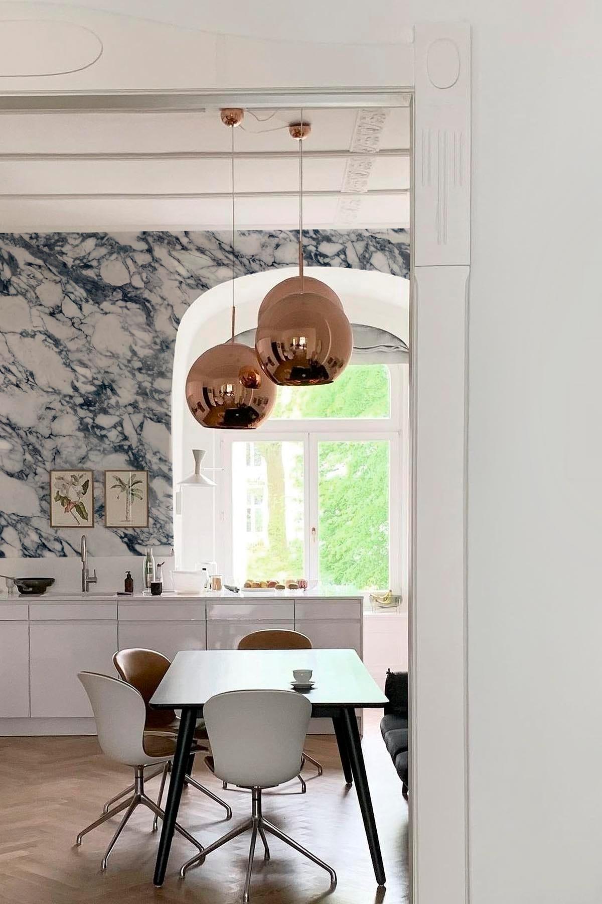 Premium Calacatta Marble Dark Blue Tile - Elegant Natural Stone for Kitchen Backsplash, Bathroom Wall & Flooring | Waterproof & Durable Home Decor