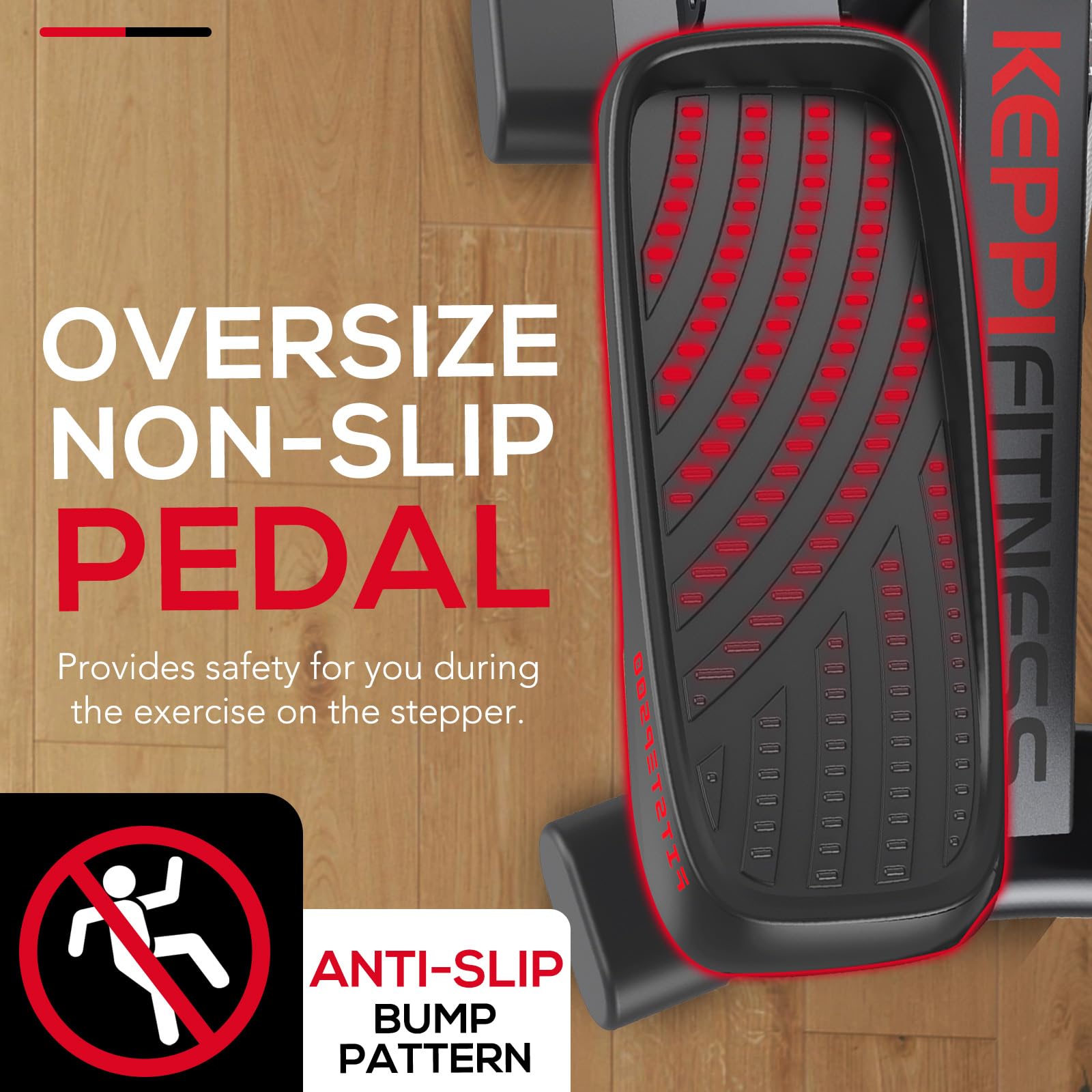 KeppiFitness Steppers for Home Workout - 350LB/400LB Capacity Stair Stepper with Resistance Bands - Full Body Cardio Exercise Equipment for Home Gym - Perfect for Indoor Fitness, Weight Loss & Toning