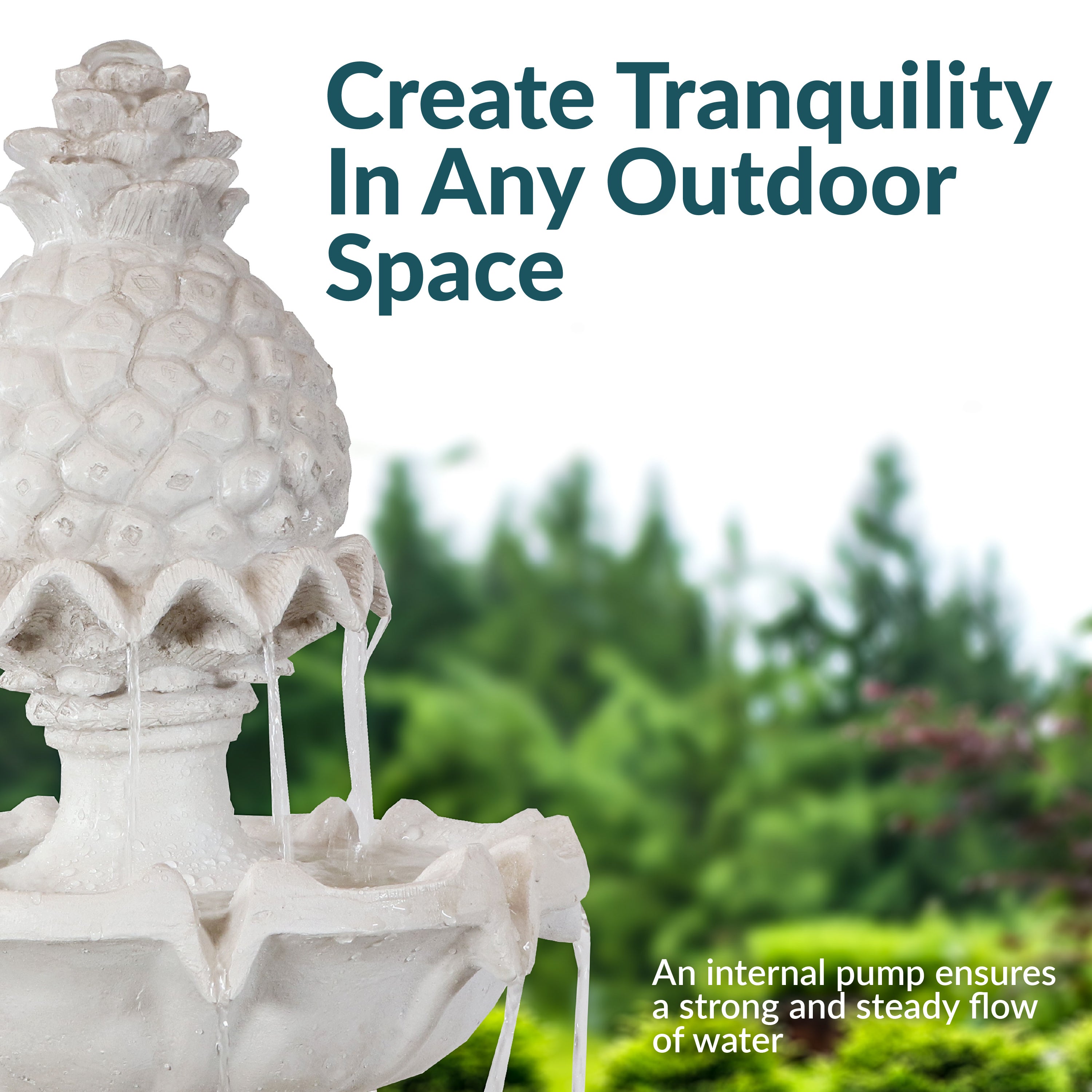 Sunnydaze 3-Tier Outdoor Water Fountain for Garden - Relaxing Garden Decor with Cascading Waterfall - Perfect for Patio, Yard, and Backyard Landscaping