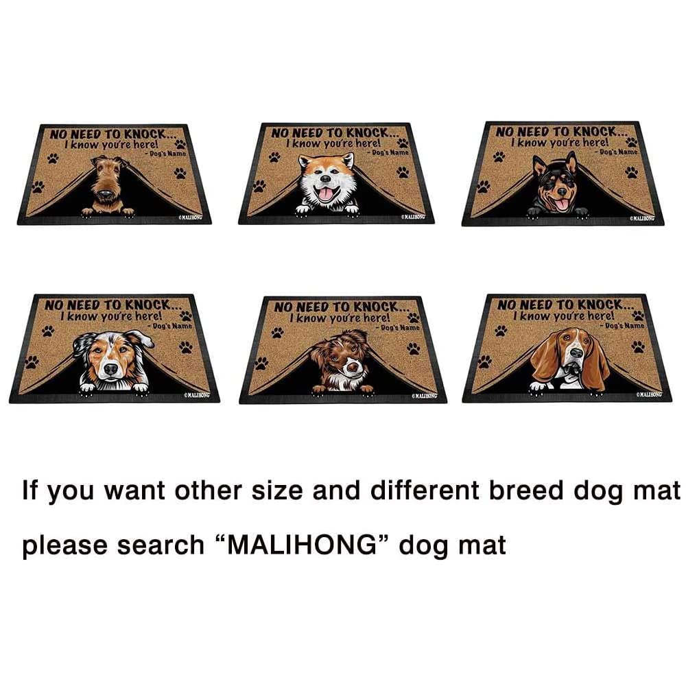 Personalized Doormat - Cute Peeking Dalmatian Dog Design - 'No Need to Knock I Know You're Here' - 23.6 x 15.7 Inch Non-Slip Welcome Mat for Front Door, Porch, or Entryway - Perfect Housewarming Gift for Dog Lovers