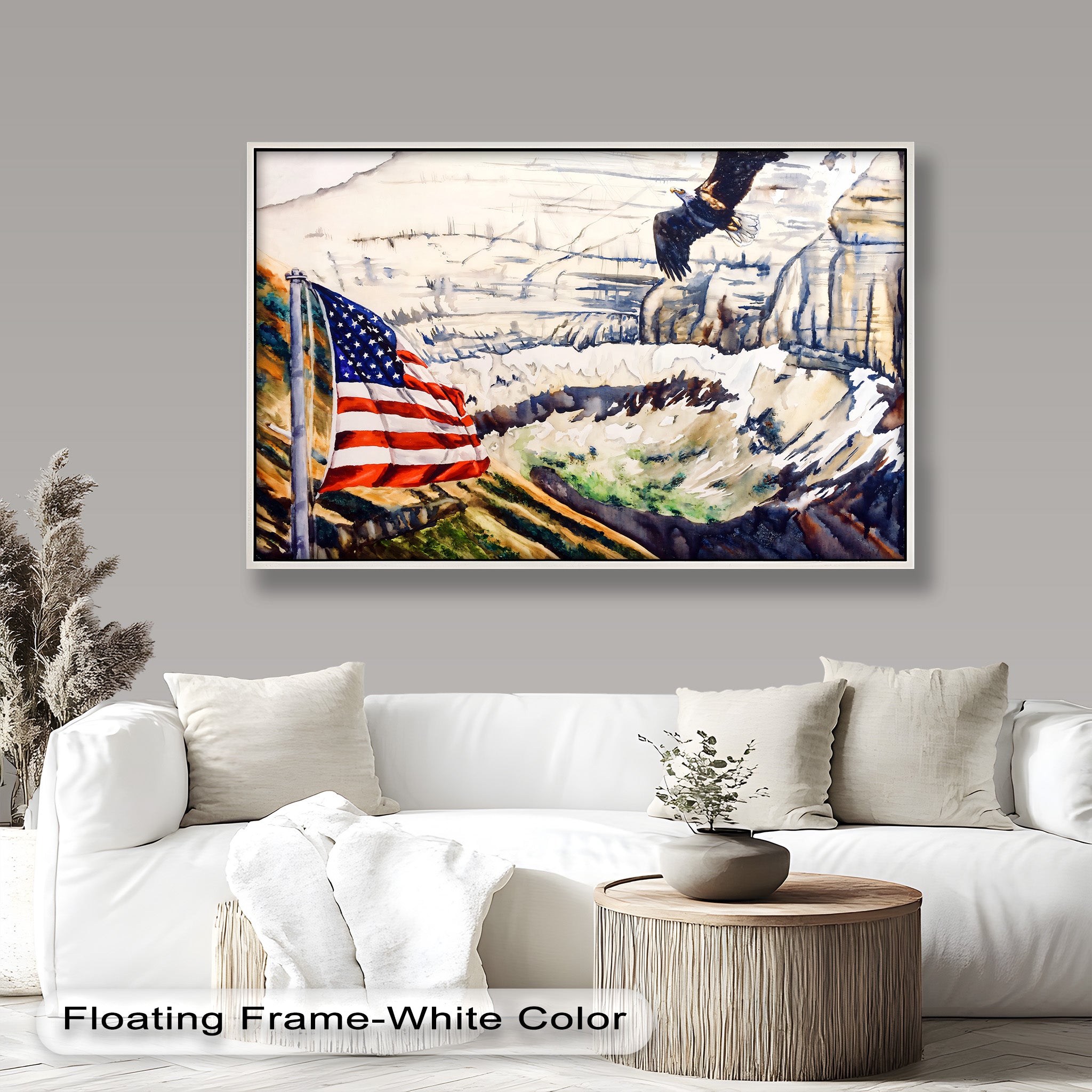 Patriotic Oil Painting of American Flag and Bald Eagle - Perfect for Home Decor, Office Wall Art & Gift for Independence Day
