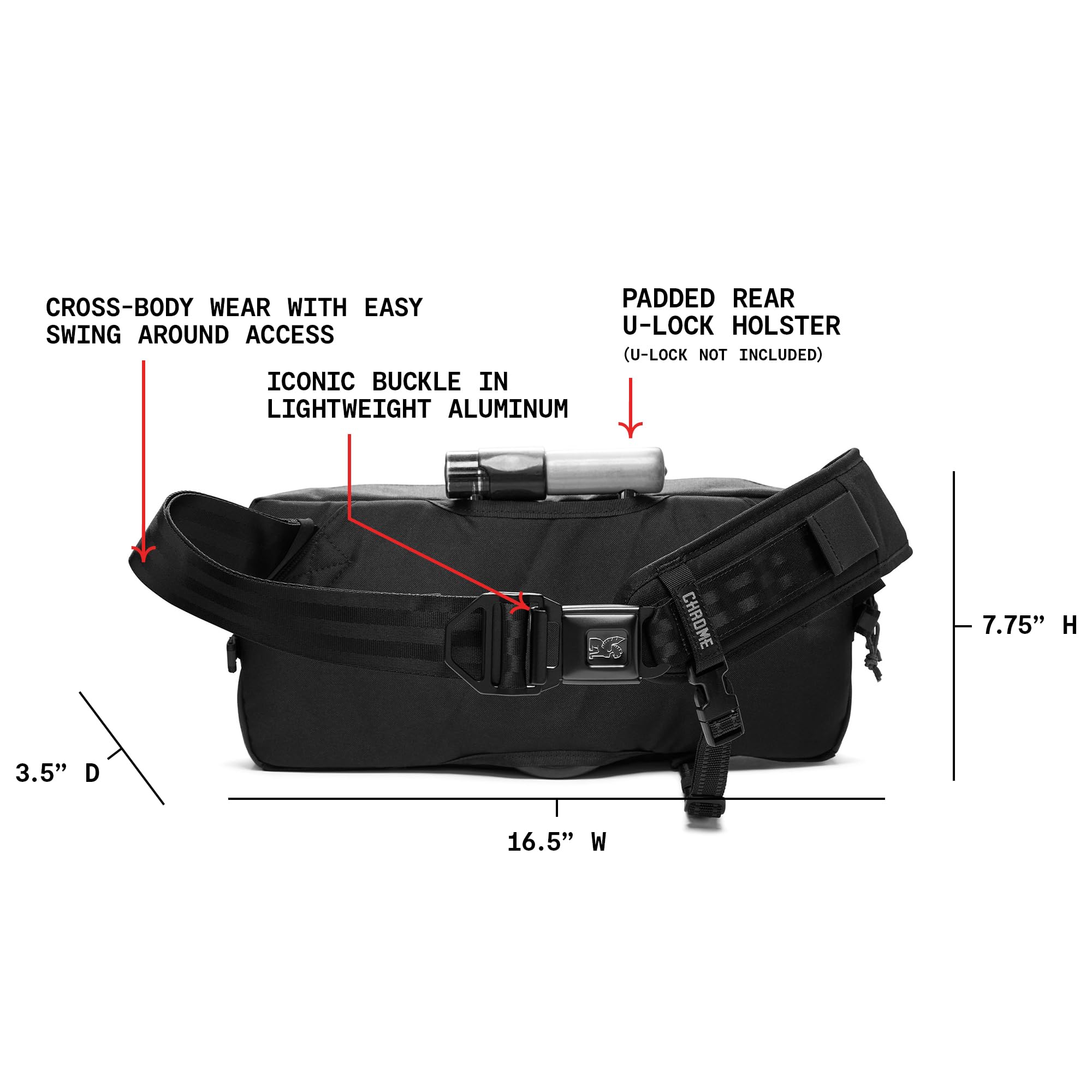 Chrome Industries Kadet Sling Messenger Bag - Unisex Crossbody Backpack with Quick Release Buckle for Commuting, Travel & Everyday Use