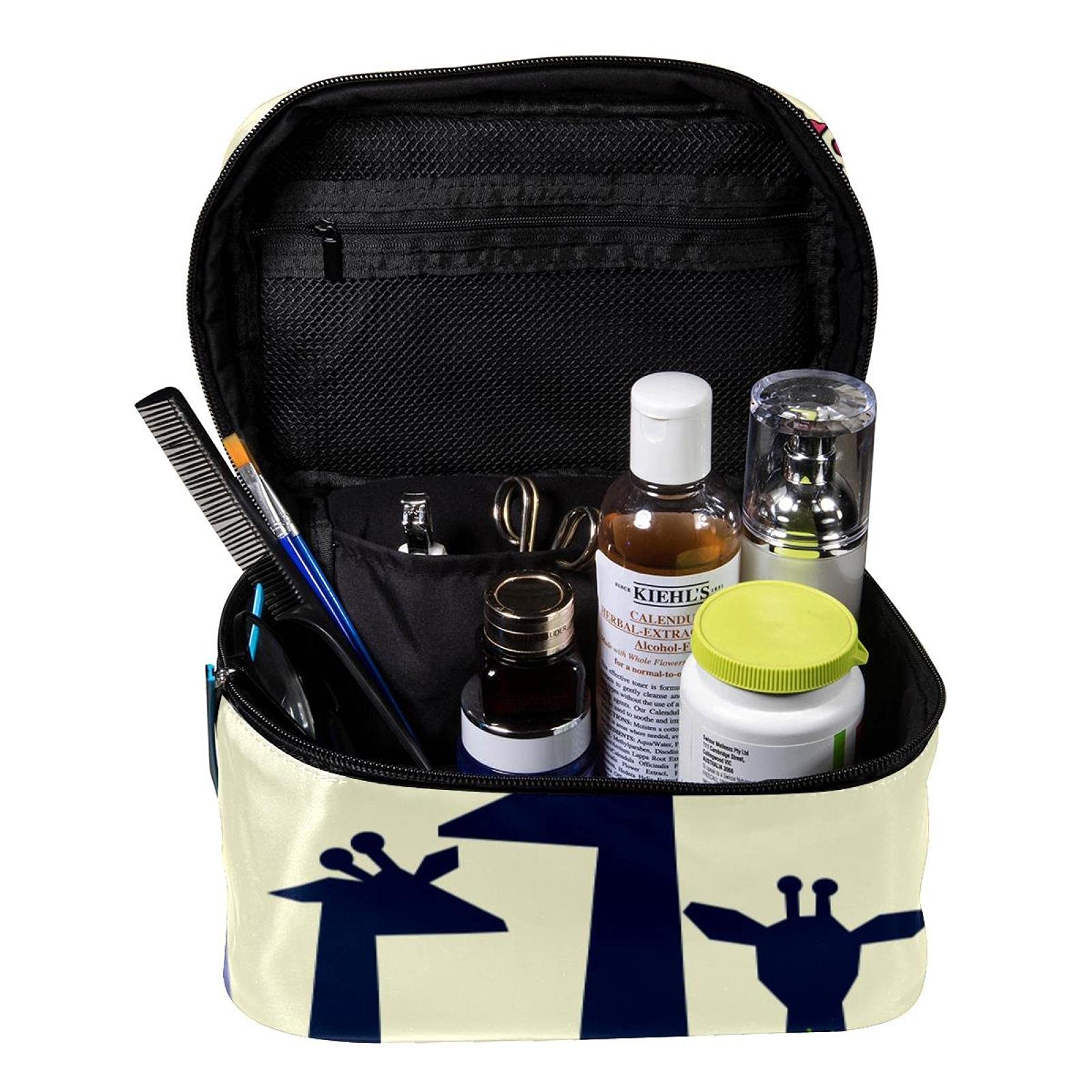 Cute Giraffe Print Large Travel Makeup Bag - Waterproof Cosmetic Organizer with Zipper for Women & Girls | Perfect for Travel, Gym, Beach & Daily Use