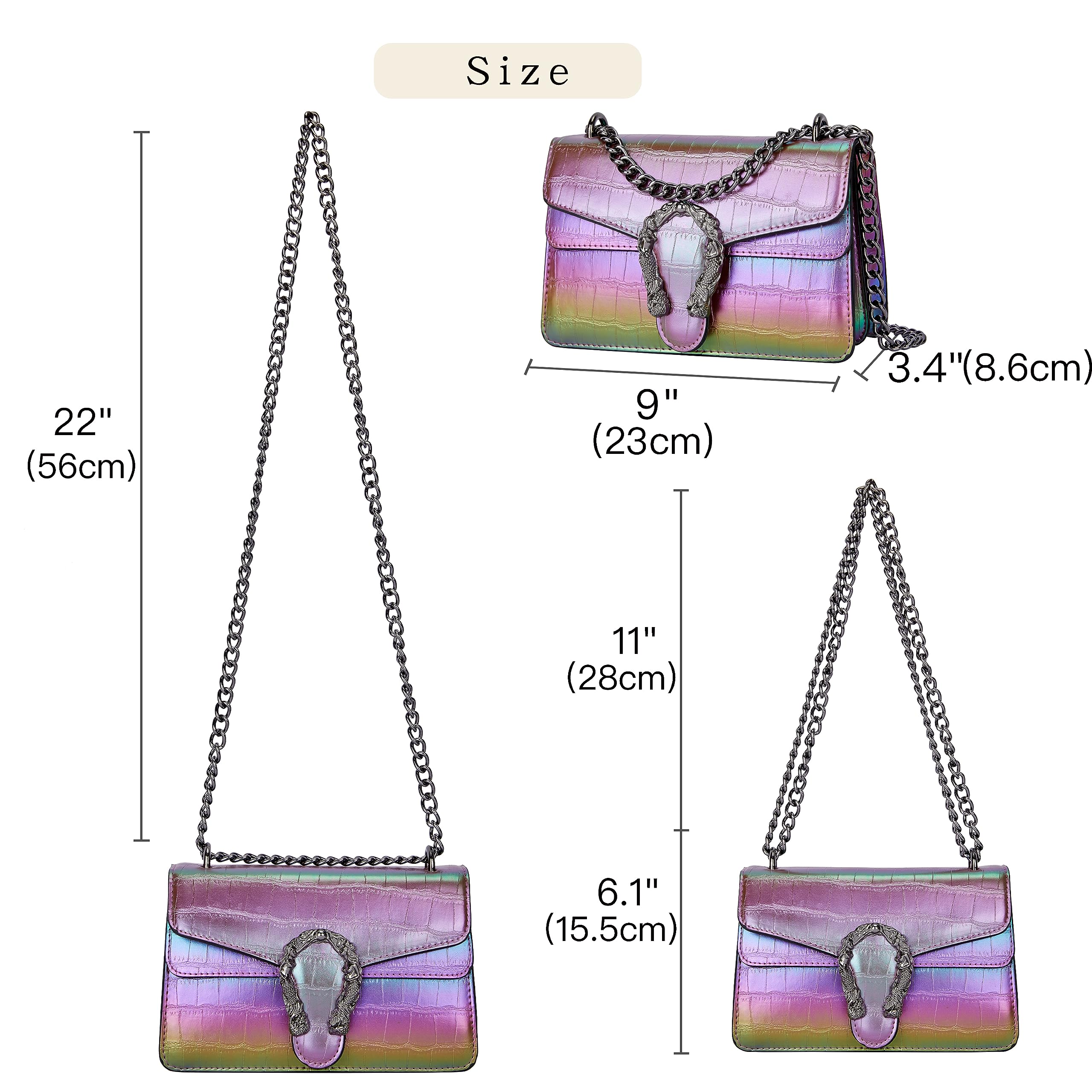 Trendy Women's Crossbody Bag with Snake Print & Chain Strap - Genuine Leather Shoulder Purse for Everyday Use, Work, Travel & Shopping