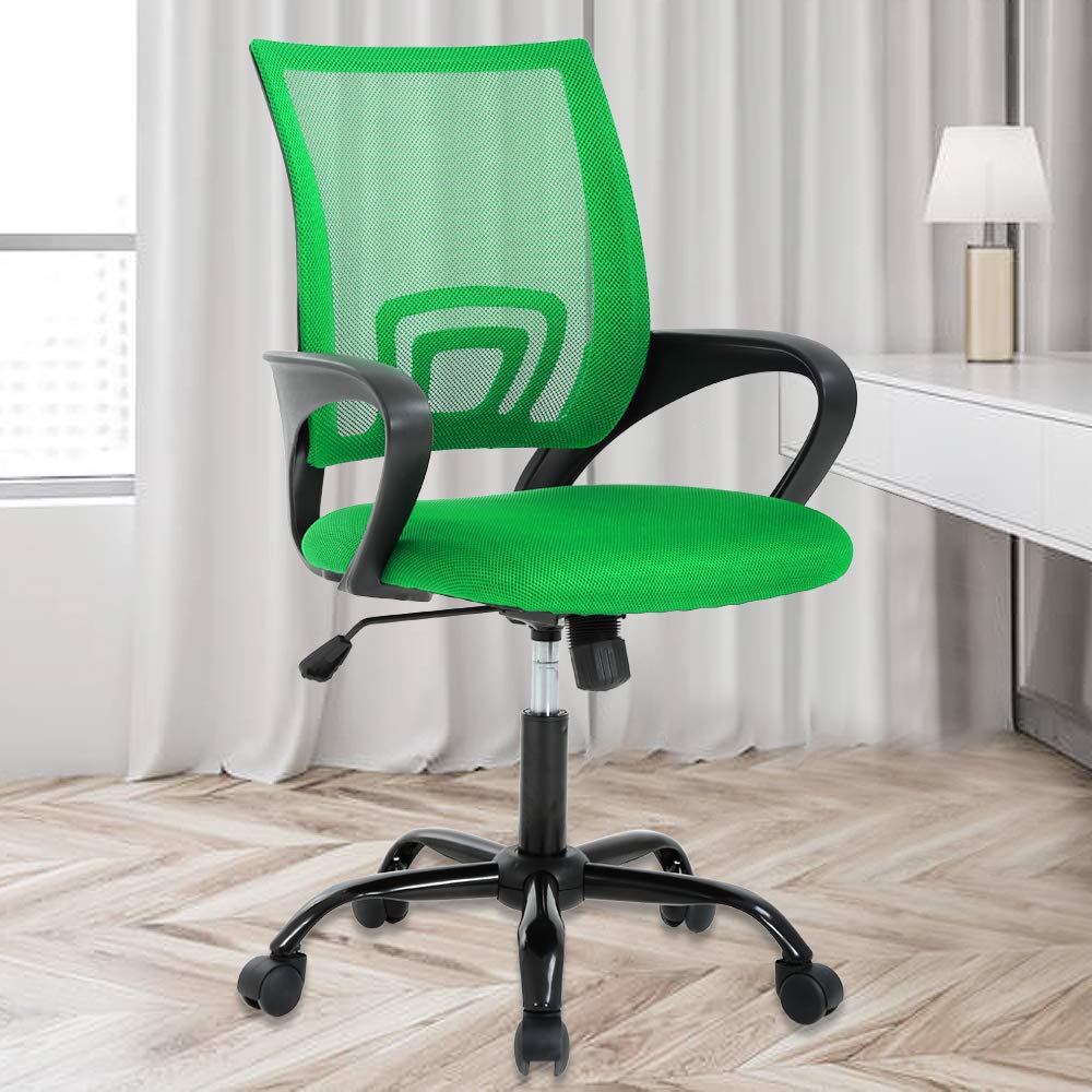 Ergonomic Mesh Office Chair with Adjustable Height & Lumbar Support - Modern Mid-Back Swivel Rolling Desk Chair for Home & Office Use - Comfortable Computer Task Chair for Men & Women (Green)