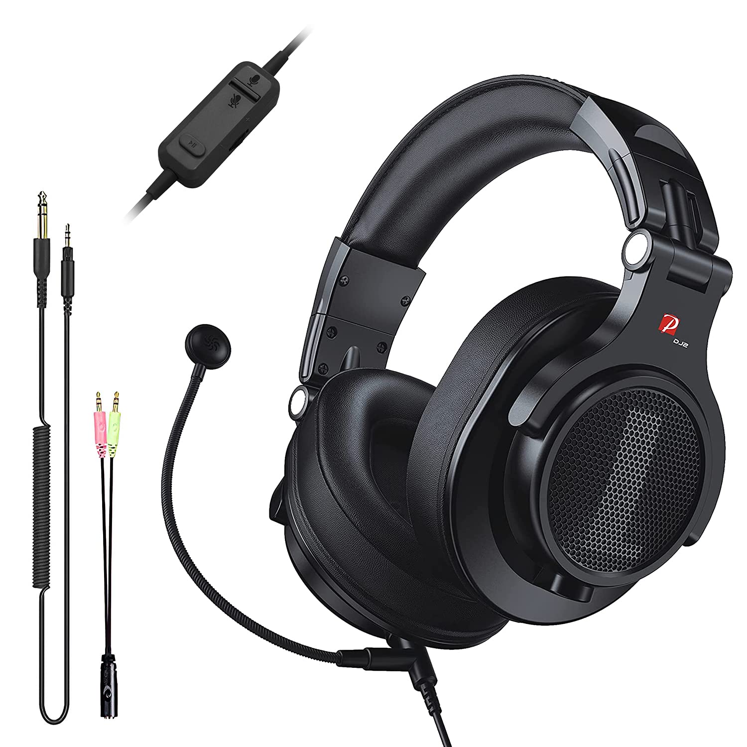 Prosonic DJ2KG Professional Wired Over-Ear Headphones with Boom Mic - Noise Cancelling Gaming Headset for PC, PS4, Xbox One | Perfect for Business Meetings, Skype, Zoom, Discord & Podcasting | Includes SharePort & Volume Control (Black) - Ideal for Remote Work, Online Classes & Multiplayer Gaming