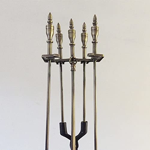 Premium Fireplace Tool Set with Sturdy Handles - Heavy Duty Wrought Iron Fireplace Poker, Shovel, Brush & Stand - Indoor Fireplace Accessories & Outdoor Fire Pit Tools for Cozy Home & Camping Use