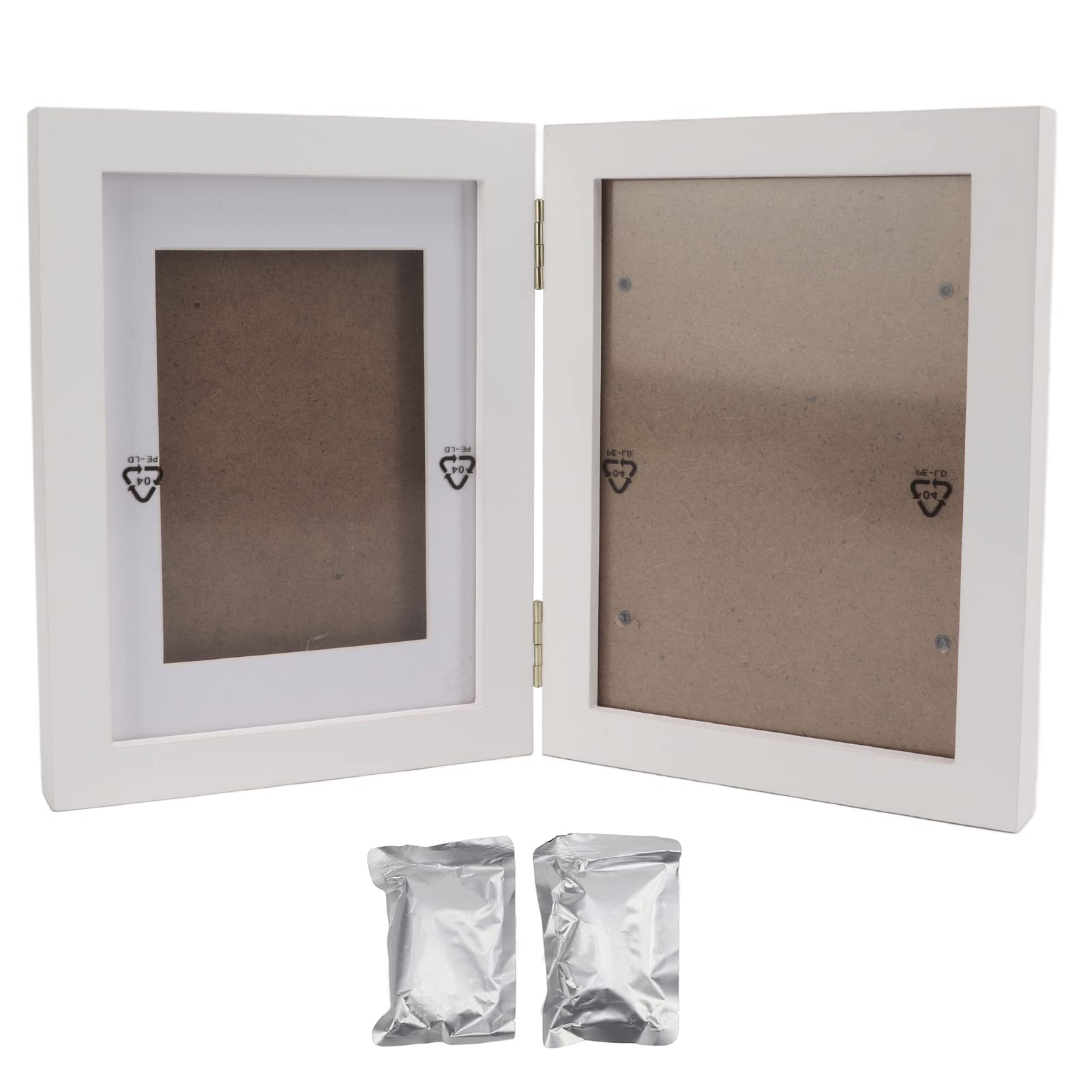 Pet Memorial Picture Frame - Customizable Snap Fixed Paw Print Photo Frame for Dogs & Cats (White Frame + White Clay) | Perfect for Pet Loss Remembrance, Memorial Gifts & Home Decor