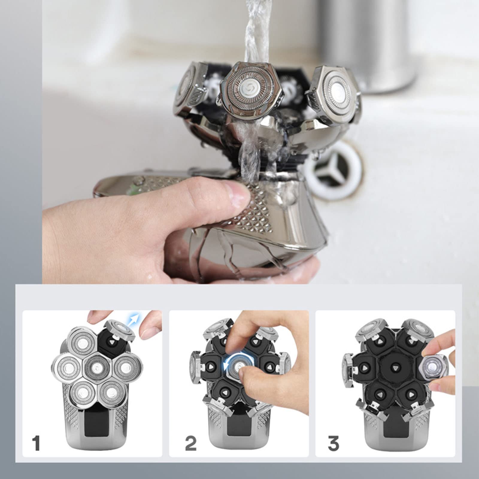 Professional Double-Ring Electric Shaver Replacement Heads for Bald Men - 5/6/7/8 Heads Compatible with Electric Shavers - Perfect for Smooth Head Shaving at Home or Travel