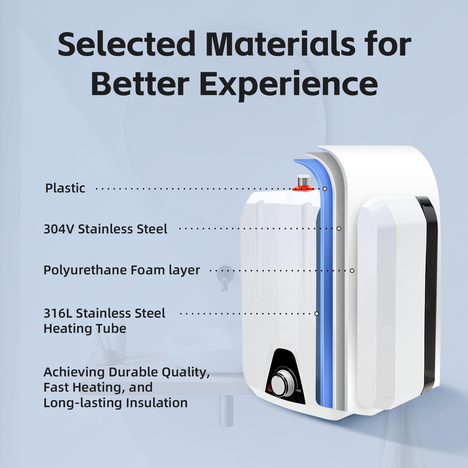 8L Electric Mini-Tank Water Heater - 110V Instant Hot Water Heater for Kitchen, Bathroom & Household Use | Fast Heating, Energy Efficient | US Stock