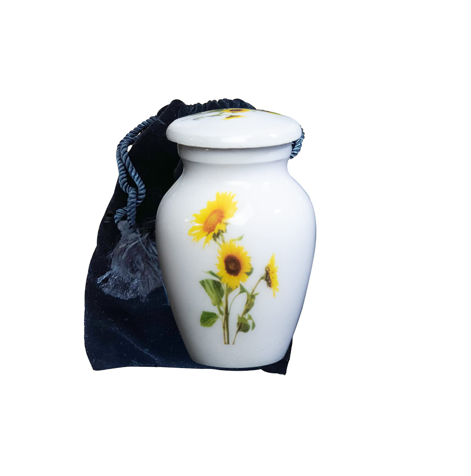 Personalized Sunflower Cremation Urn with Velvet Bag & Custom Engraving - Memorial Keepsake for Ashes - Perfect for Funeral Services, Home Memorials & Remembrance Ceremonies