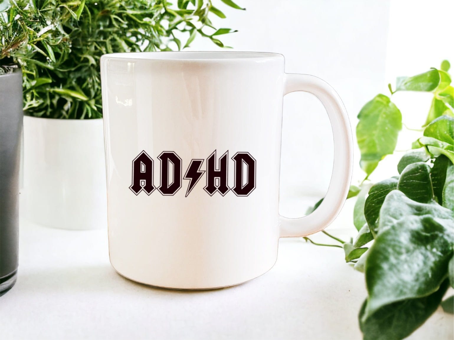 AC/DC Inspired ADHD Coffee Mug - Rock Music Themed Ceramic Cup for ADHD Awareness, Perfect for Office, Home & Gift Giving