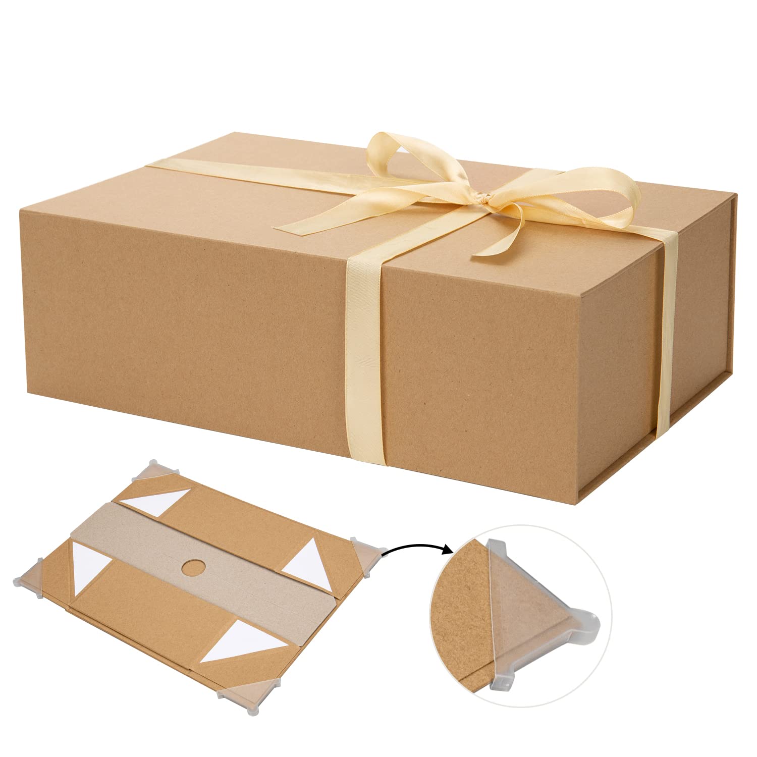 Brown Magnetic Closure Gift Box with Lid - Rectangle Collapsible Wedding Proposal Box for Groomsmen & Bridesmaids | Perfect for Wedding Favors, Birthday Gifts & Party Favors