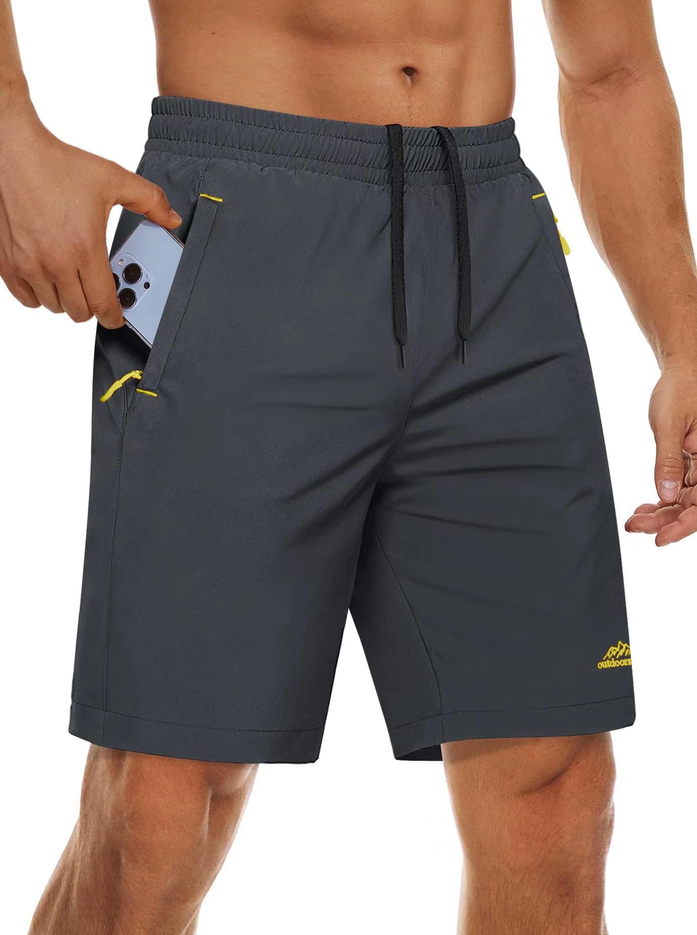MAGCOMSEN Men's Quick Dry Workout Shorts - Breathable Running & Training Shorts with Zip Pockets - Perfect for Gym, Jogging & Outdoor Sports